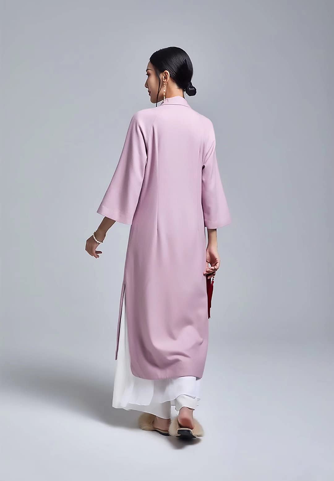 Elegant Women's Wool Trench Coat with Embroidery - Vintage Cheongsam Style Winter Overcoat for Fall & Winter Fashion | Perfect for Office Wear, Date Nights & Special Occasions