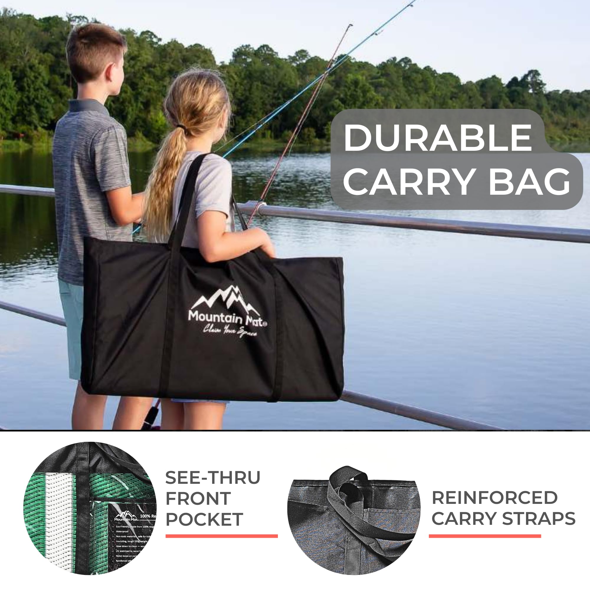 Eco-Friendly Recycled Plastic Outdoor Mat - Waterproof & Lightweight for Beach, Camping, Picnics, RV Travel | Perfect for Sand, Grass & Outdoor Adventures