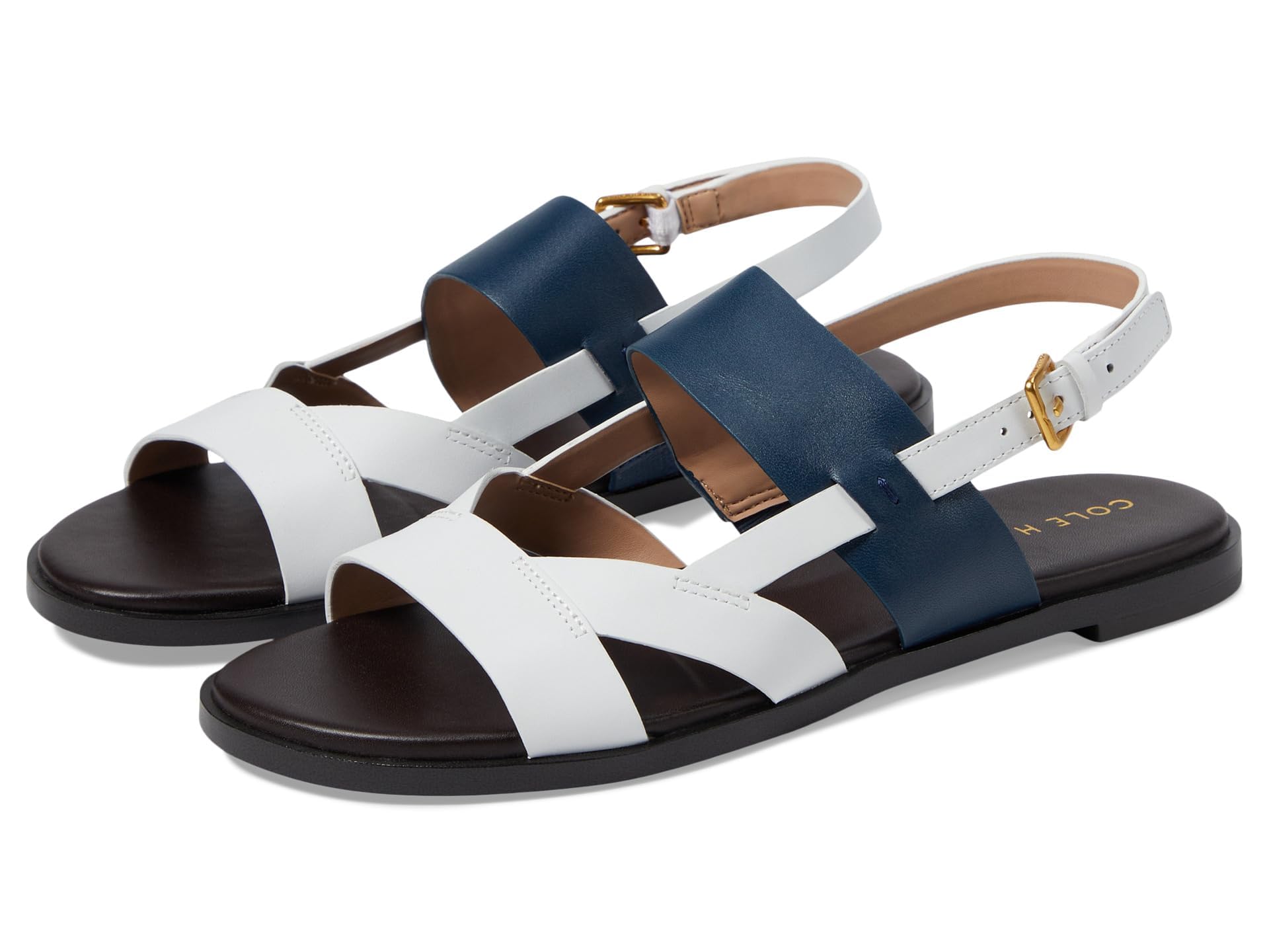 Cole Haan Women's Fawn Leather Sandals - Comfortable Flat Shoes for Casual Wear, Walking & Summer Outfits