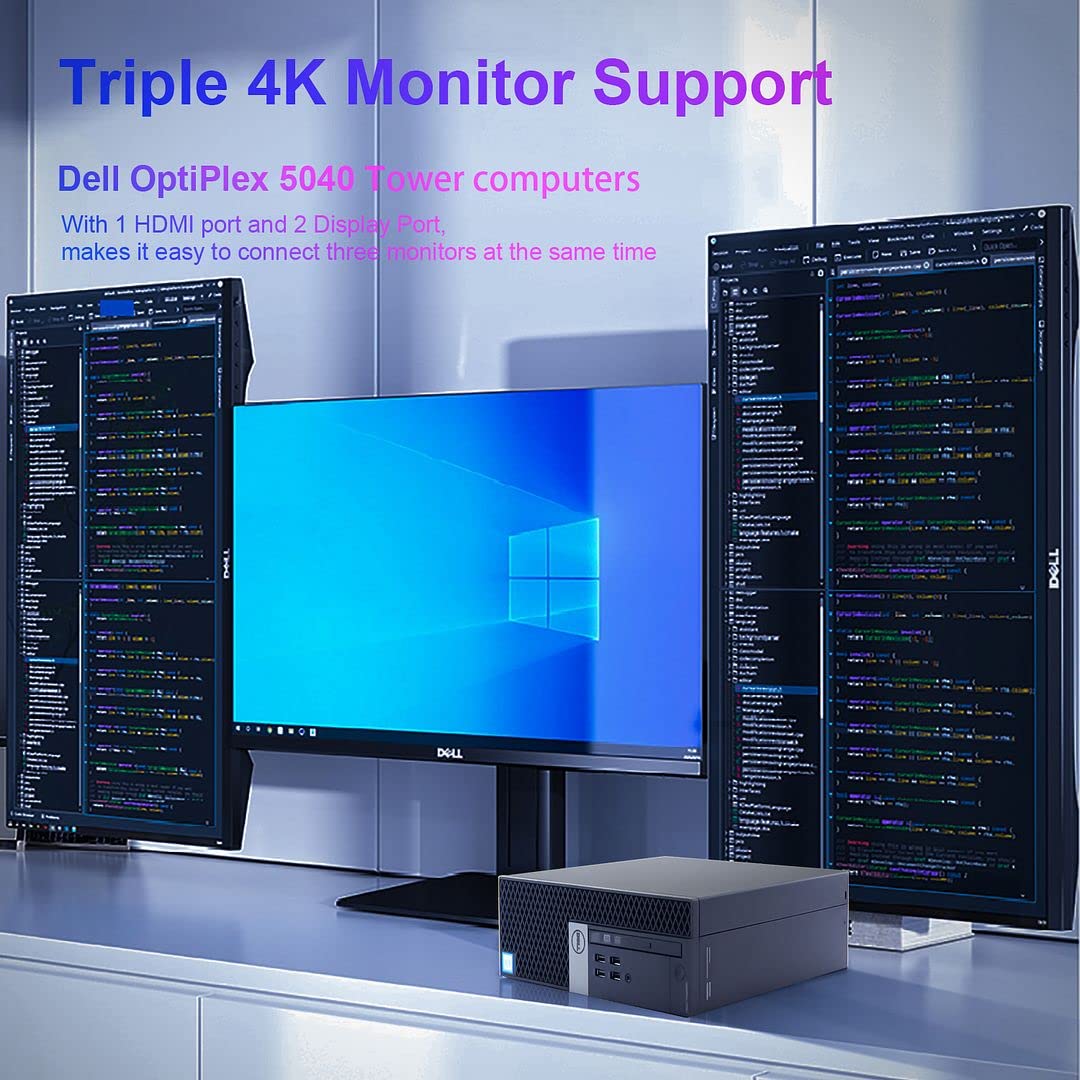 Refurbished Dell OptiPlex 5040 Tower Desktop PC - Intel Core i5-6500, 16GB RAM, 1TB NVMe SSD + 1TB HDD, Windows 10 Pro, WiFi AC8260, Triple Monitor HDMI Support with Wireless Keyboard & Mouse (Renewed) - Perfect for Home Office, Business Workstations & Gaming Setups