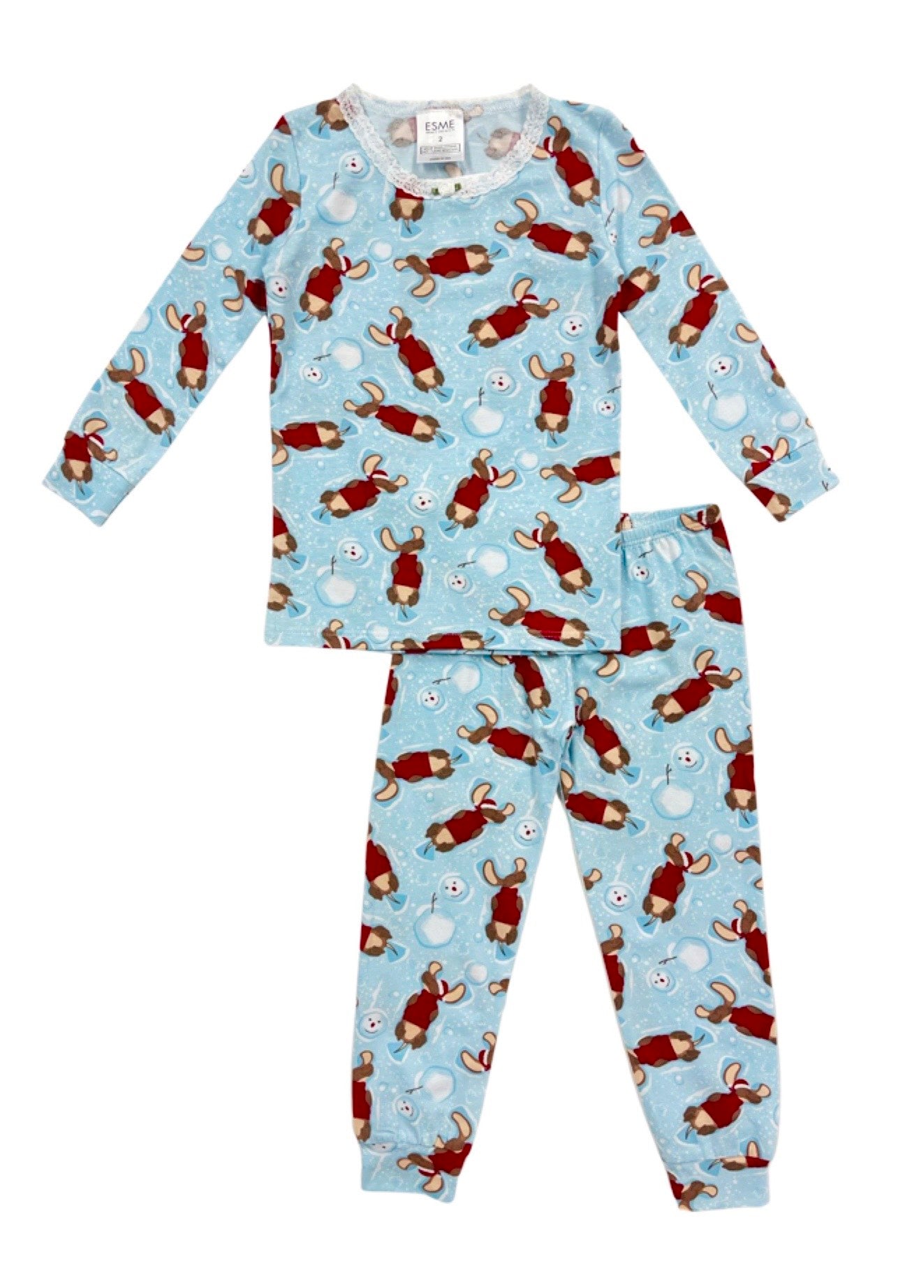 Santa Pup Full Length Pajama Set for Girls - Cozy Christmas Sleepwear for Holiday Family Gatherings & Festive Photo Shoots