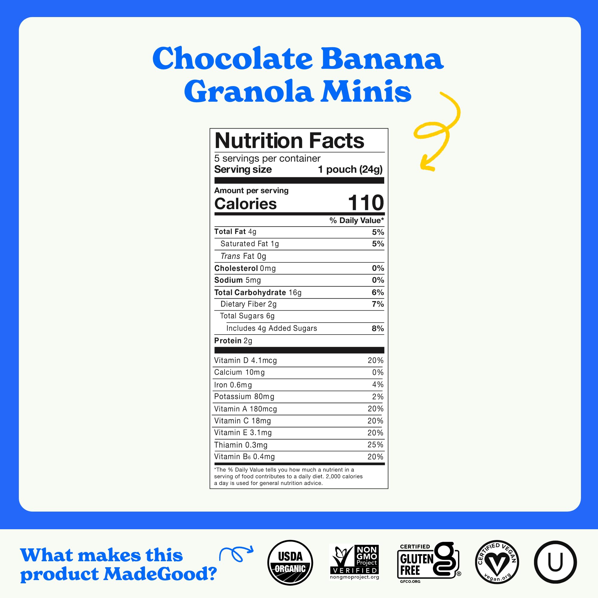 Organic MadeGood Chocolate Banana Granola Minis – 28 Count, Gluten-Free, Vegan, School-Safe Snacks for Kids Lunch Box & On-The-Go Healthy Treats