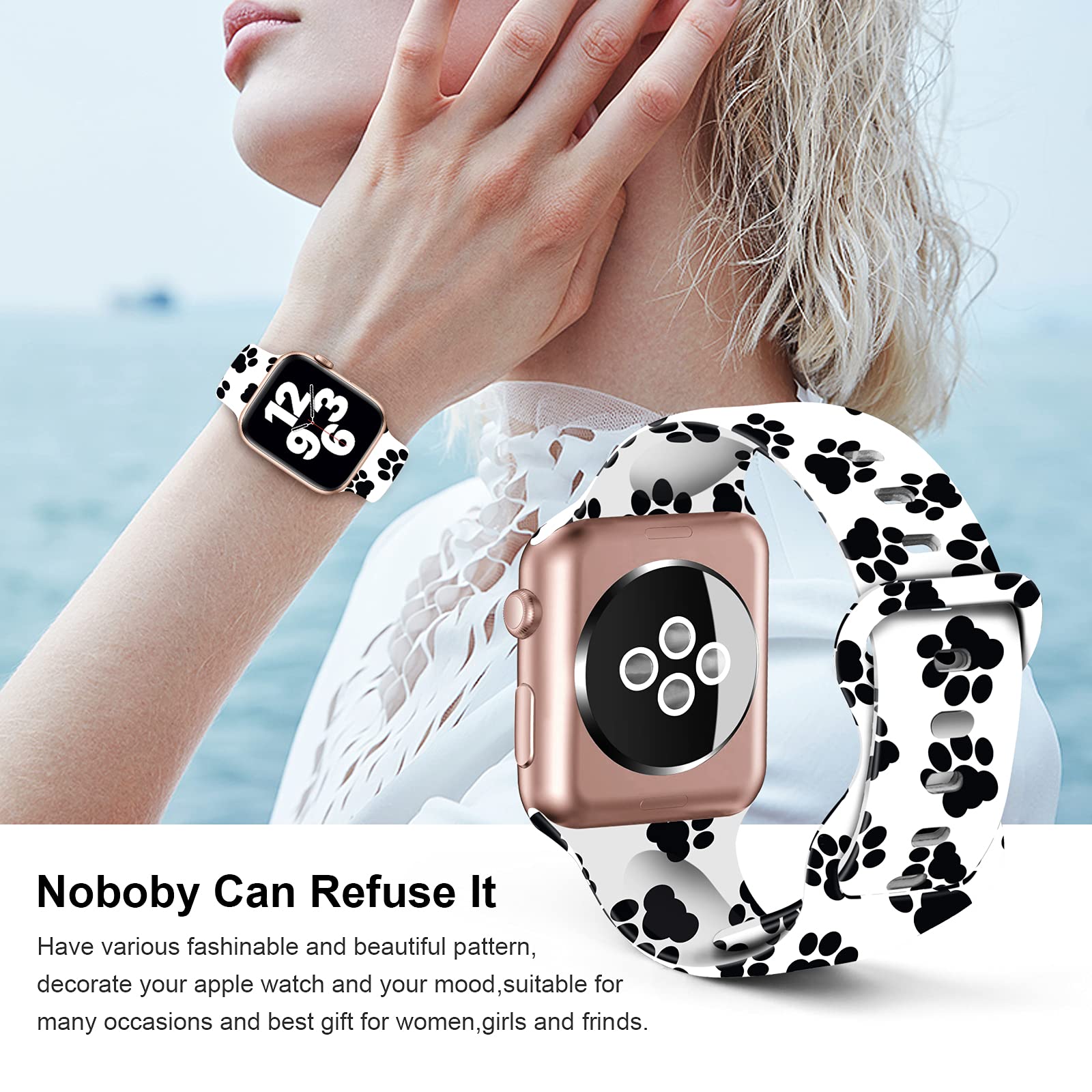 Soft Silicone Apple Watch Bands 38mm 40mm 42mm 44mm - Sport Replacement Strap for iWatch Series 6/5/4/3/2/1/SE - Breathable Comfortable Wristband for Men & Women - Perfect for Workouts, Running & Daily Wear