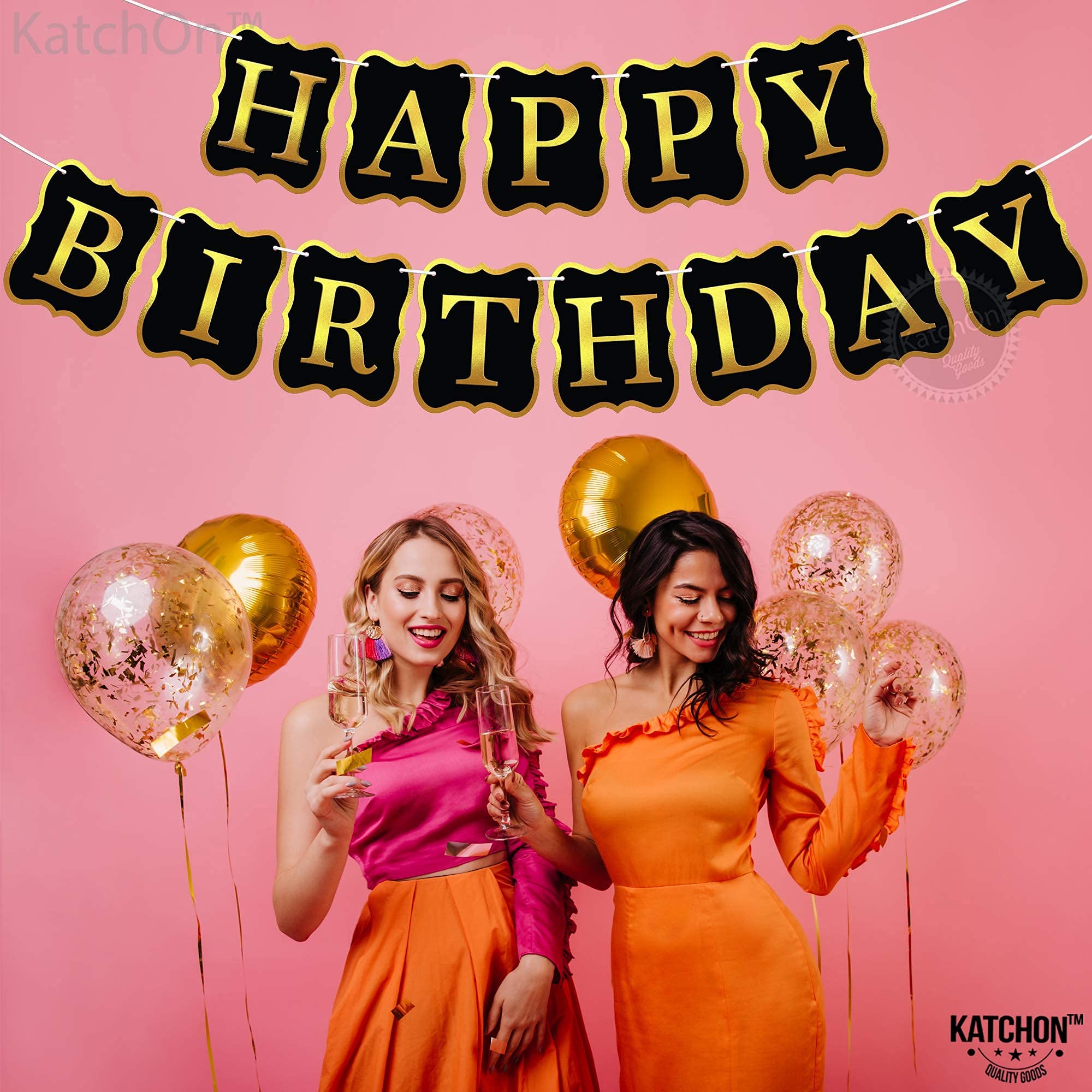 KatchOn 10ft Black Happy Birthday Banner - No DIY Required | Premium Birthday Sign for Party Backdrop & Decorations | Ideal for Indoor & Outdoor Birthday Celebrations, Photo Booths & Themed Parties
