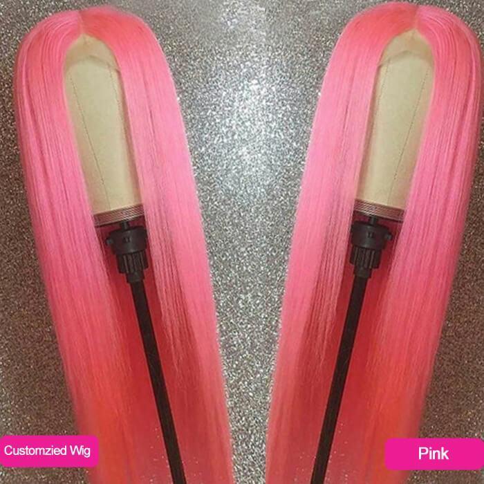 Eullair Customized Rainbow Colored Lace Front Human Hair Wig for Parties, Cosplay & Special Events | Natural-Looking Synthetic Hairpiece for Women