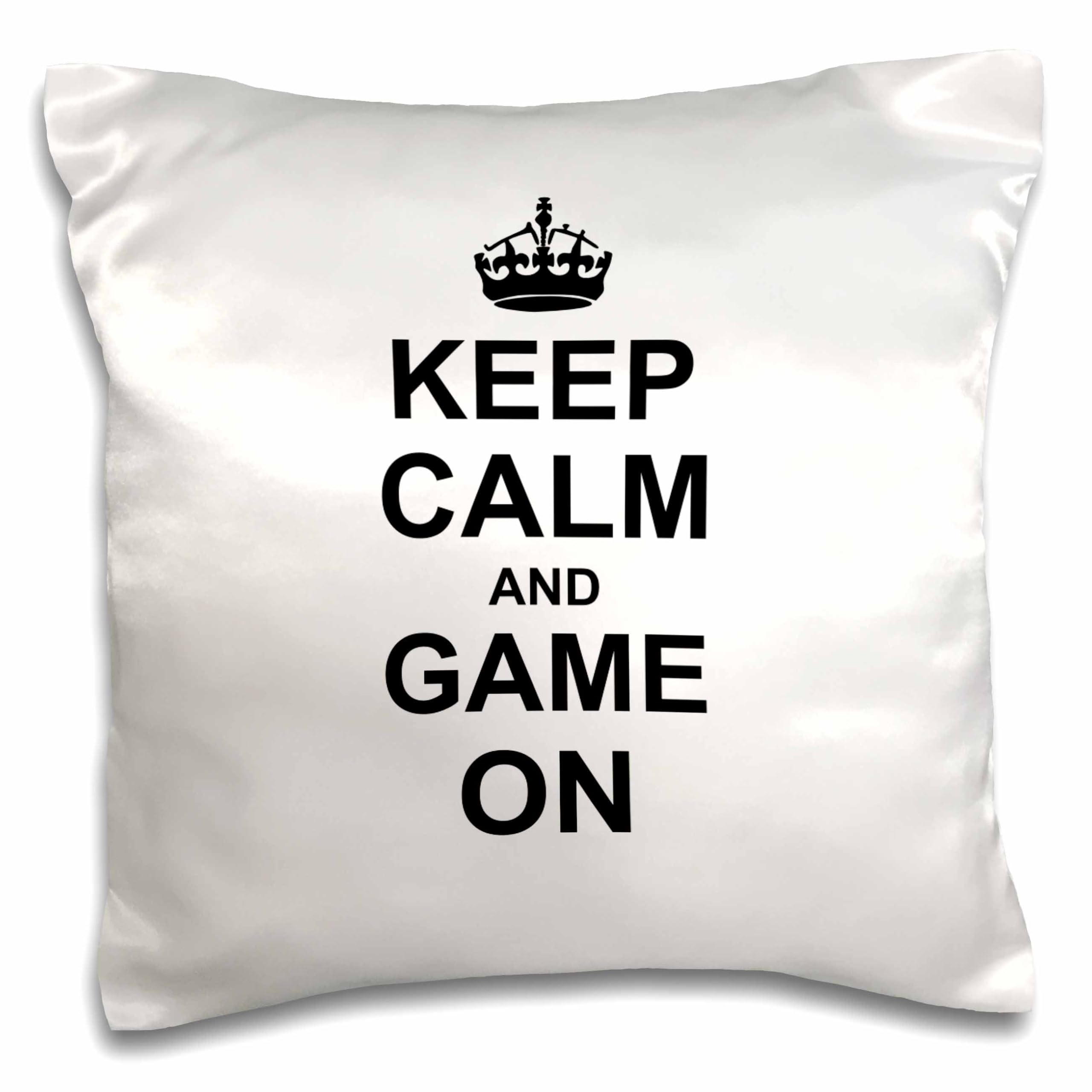3dRose Keep Calm and Game On Gaming Pillow Case 16x16 Inch - Funny Humorous Gift for Hobby & Pro Gamers - Perfect for Gaming Rooms, Bedrooms & Esports Events