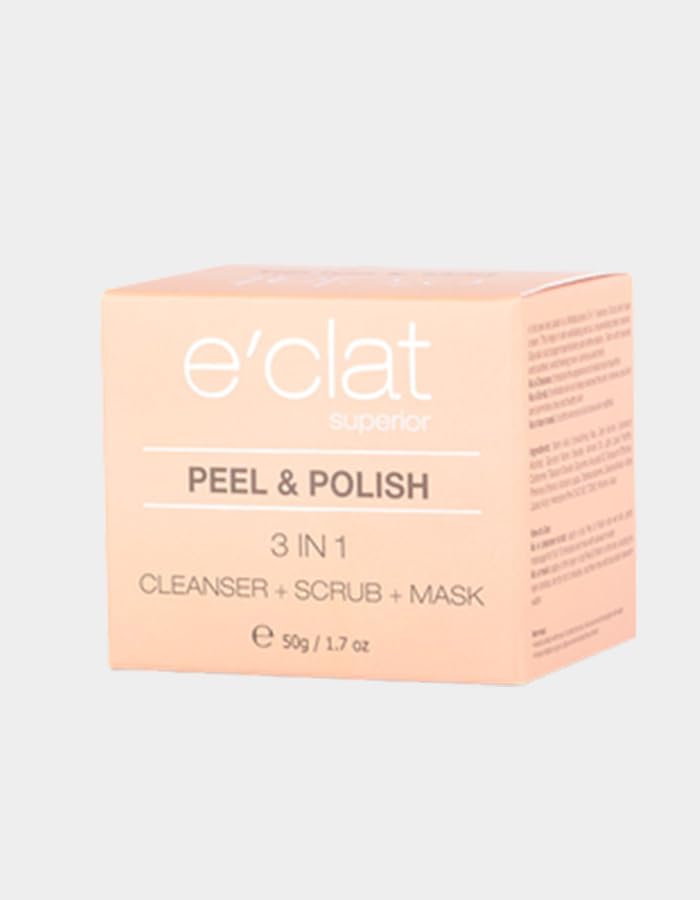e'clat Superior Peel & Polish 3-in-1 Cleanser + Scrub + Mask (50g) - Deep Cleansing, Exfoliating & Brightening Facial Treatment for Glowing Skin | Perfect for Daily Skincare & Spa Nights