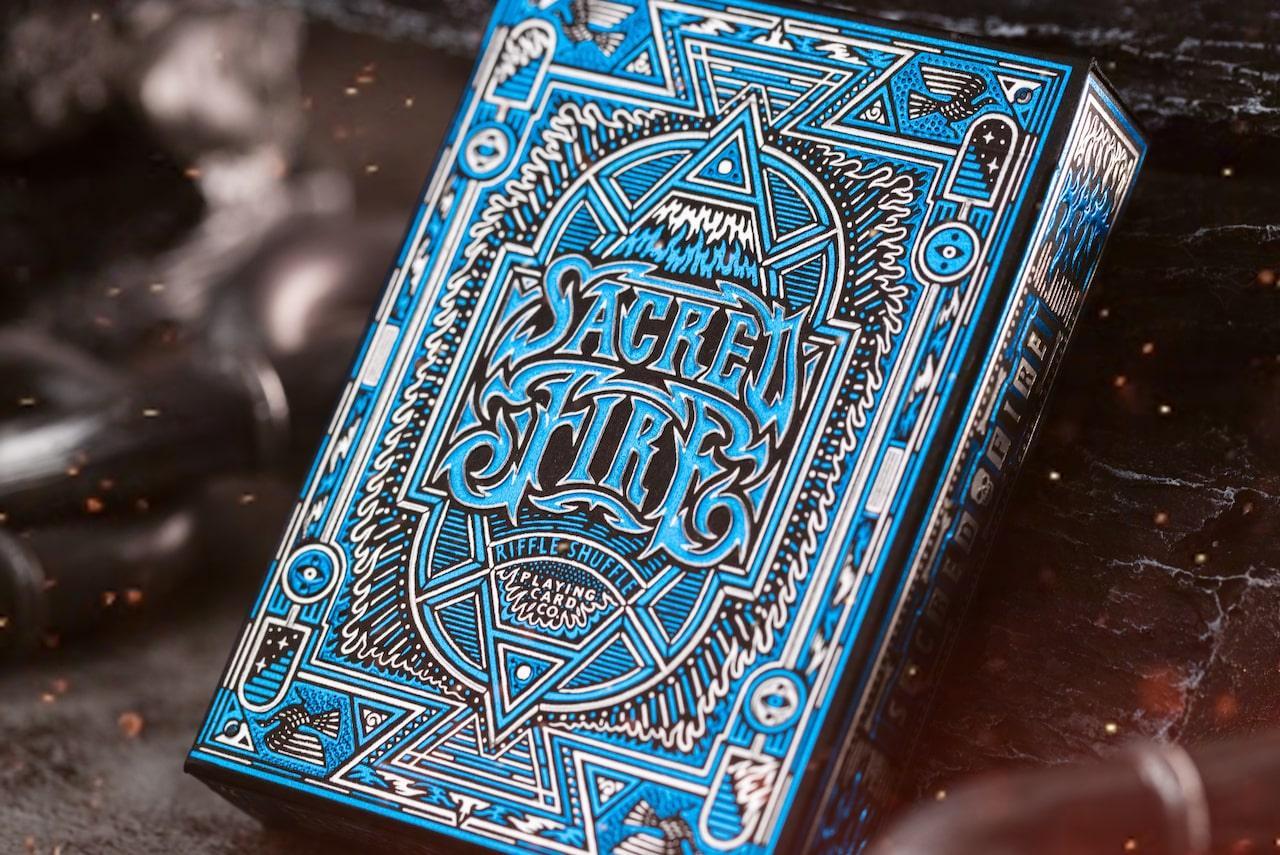 Sacred Fire Playing Cards - Sapphire Blaze Edition | Premium Blue Deck for Poker, Magic Tricks & Cardistry | Perfect for Game Nights & Professional Performances