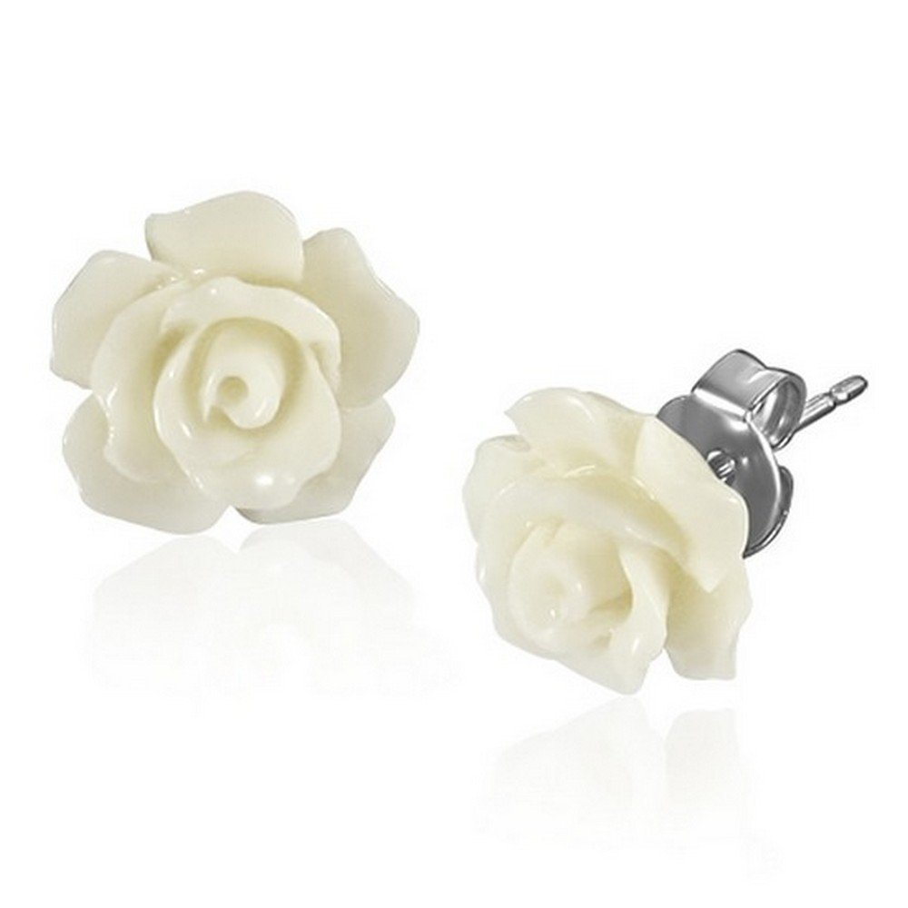 Stainless Steel Multicolor Clay Rose Flower Stud Earrings for Women, 0.4 Inch - Perfect for Casual Wear, Parties & Gift Giving