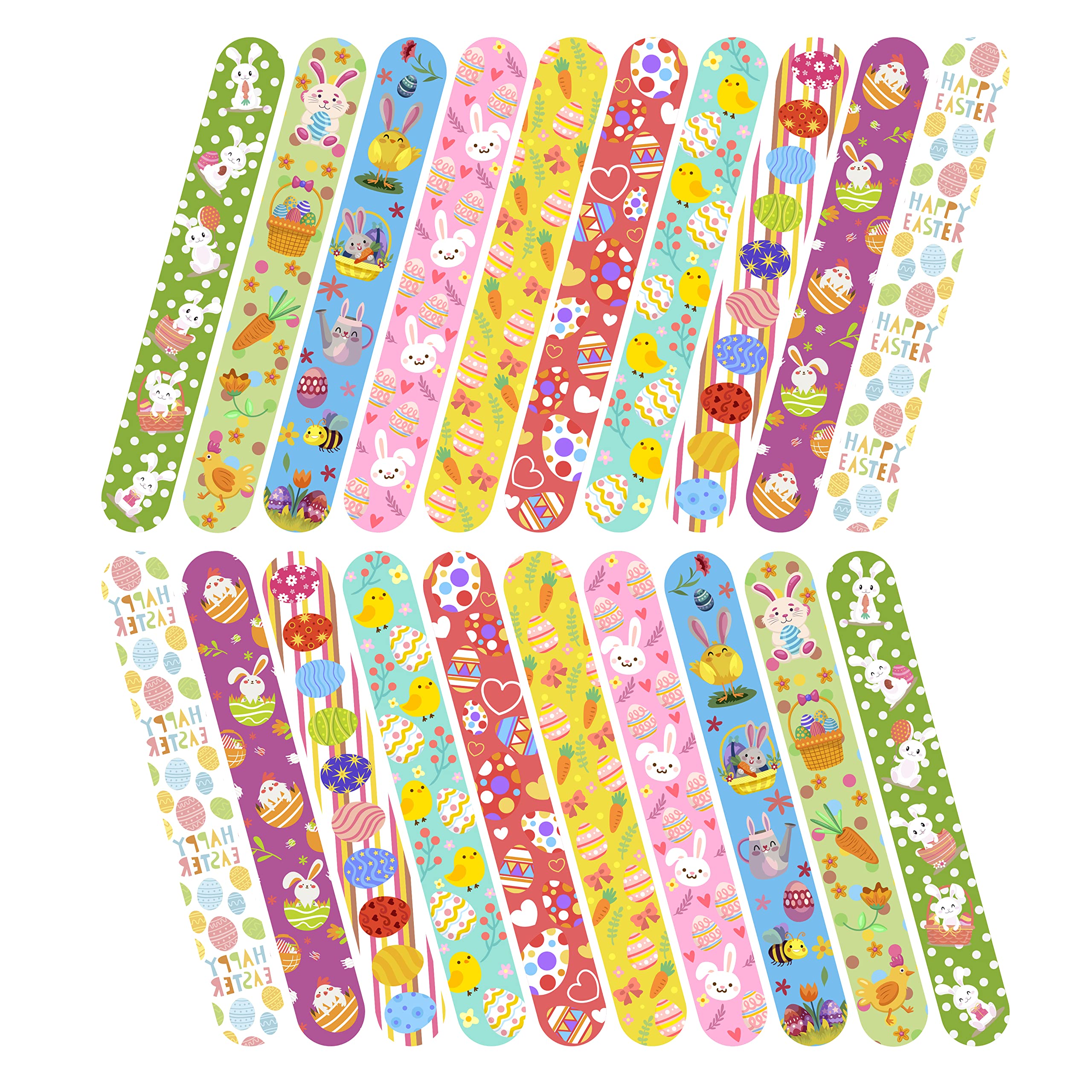 50 Pcs Easter Slap Bracelets for Kids - Bulk Snap Bracelets Party Favors, Easter Basket Stuffers, Classroom Prizes & Exchange Gifts for Children & Teens - Perfect for Easter Celebrations, Classroom Rewards & Party Giveaways