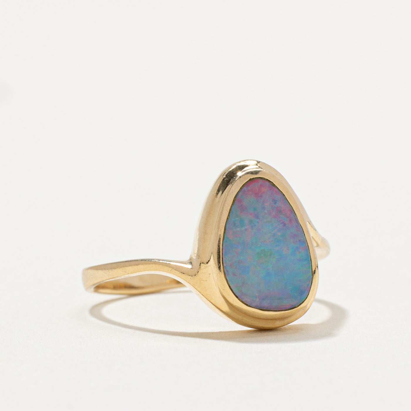 Free Form Opal Ring with Bezel Setting - 1.00ct Genuine Opal Jewelry - Size 6 - Perfect for Boho Chic, Wedding, or Everyday Elegance