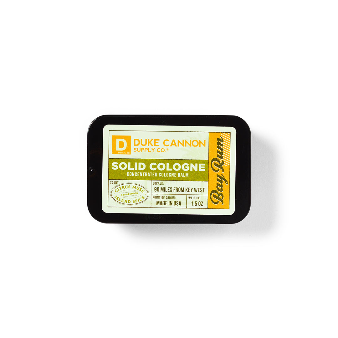 Duke Cannon Bay Rum Solid Cologne for Men - Long Lasting Natural Scent, Travel Friendly, Handcrafted in USA - Perfect for Daily Wear, Gifts & Outdoor Adventures