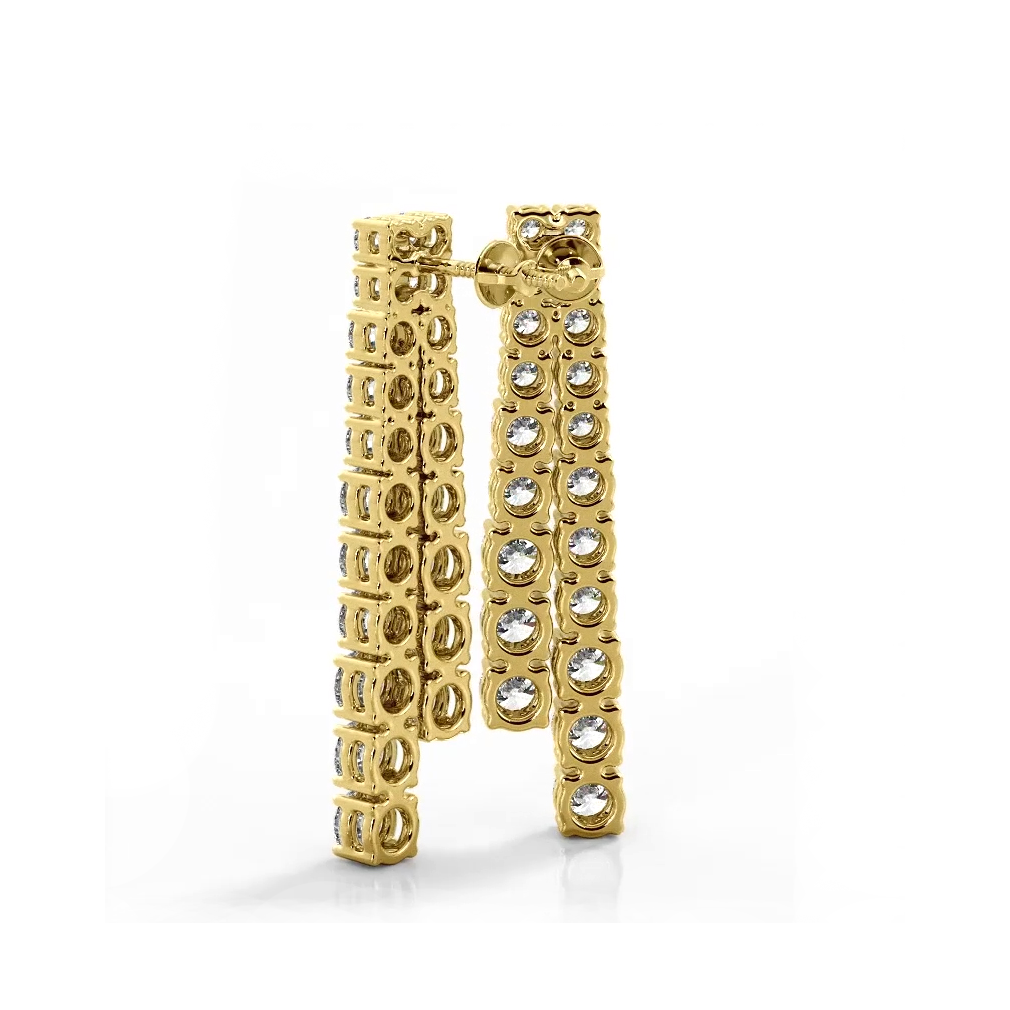 2.50 Carat Total Weight (CTW) Graduated Round Diamond Two Row Drop Earrings for Women - Elegant Dangling Earrings for Weddings, Parties & Special Occasions