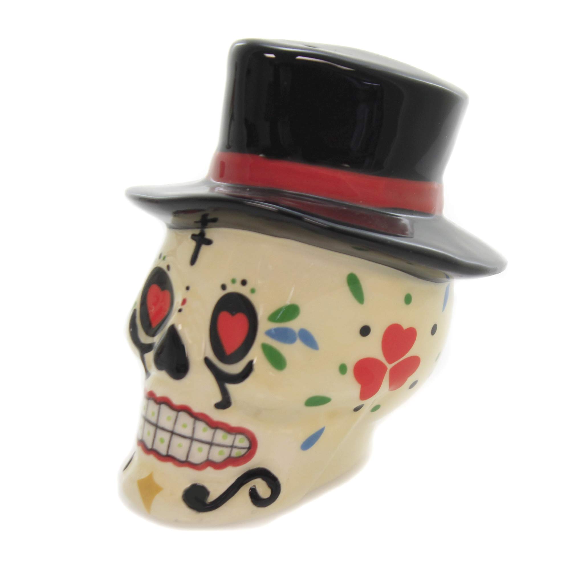 Day of The Dead Ceramic Salt and Pepper Shakers - Bride and Groom Skull Design for Mexican Decor, Kitchen & Dining Table - Perfect for Dia de Los Muertos Celebrations, Halloween Party Decorations & Unique Gift Ideas