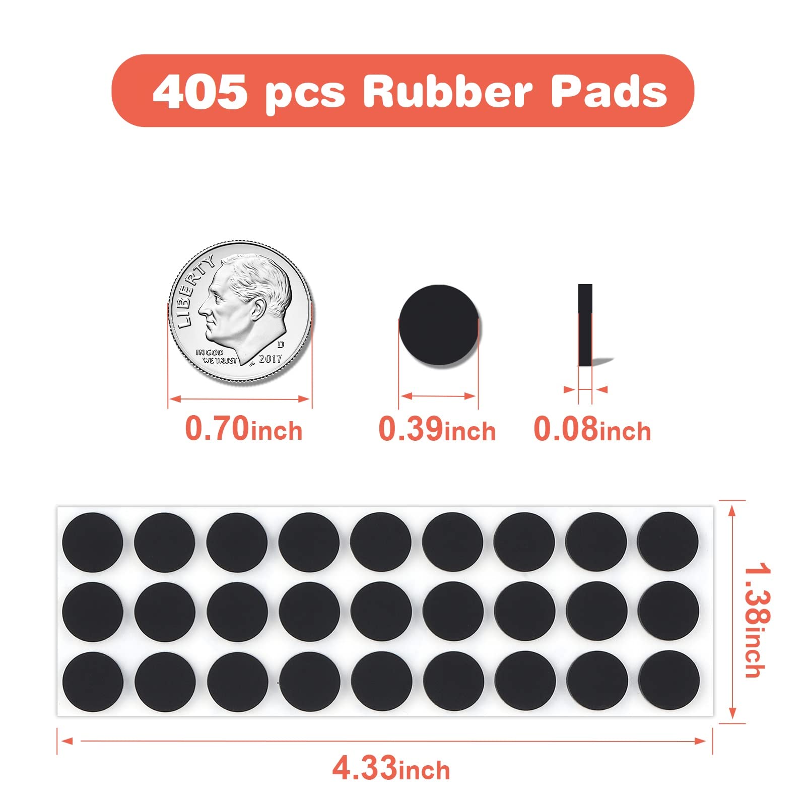 3M Adhesive Furniture Silicone Bumper Pads - 0.39