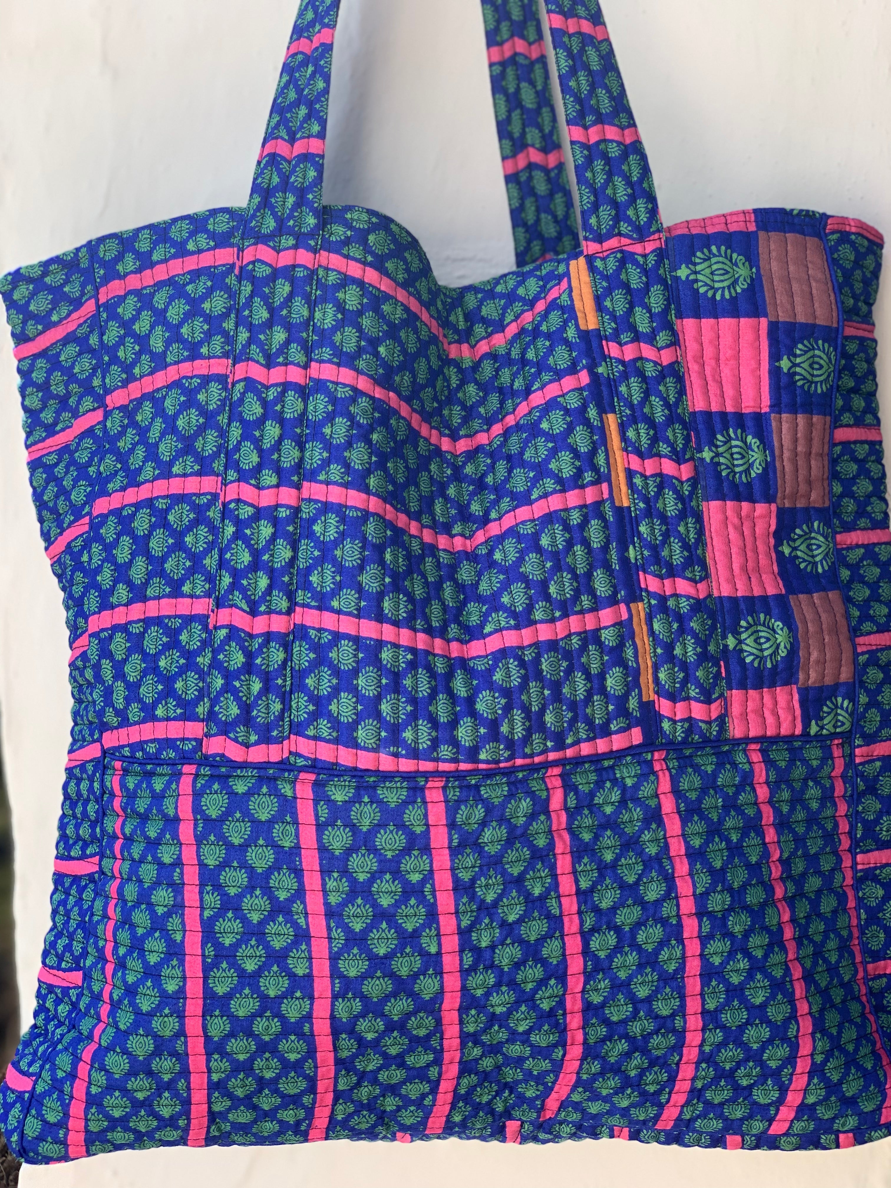 Bohemian Quilted Silk Tote Bag - Stylish & Durable Handbag for Women, Perfect for Shopping, Travel & Everyday Use