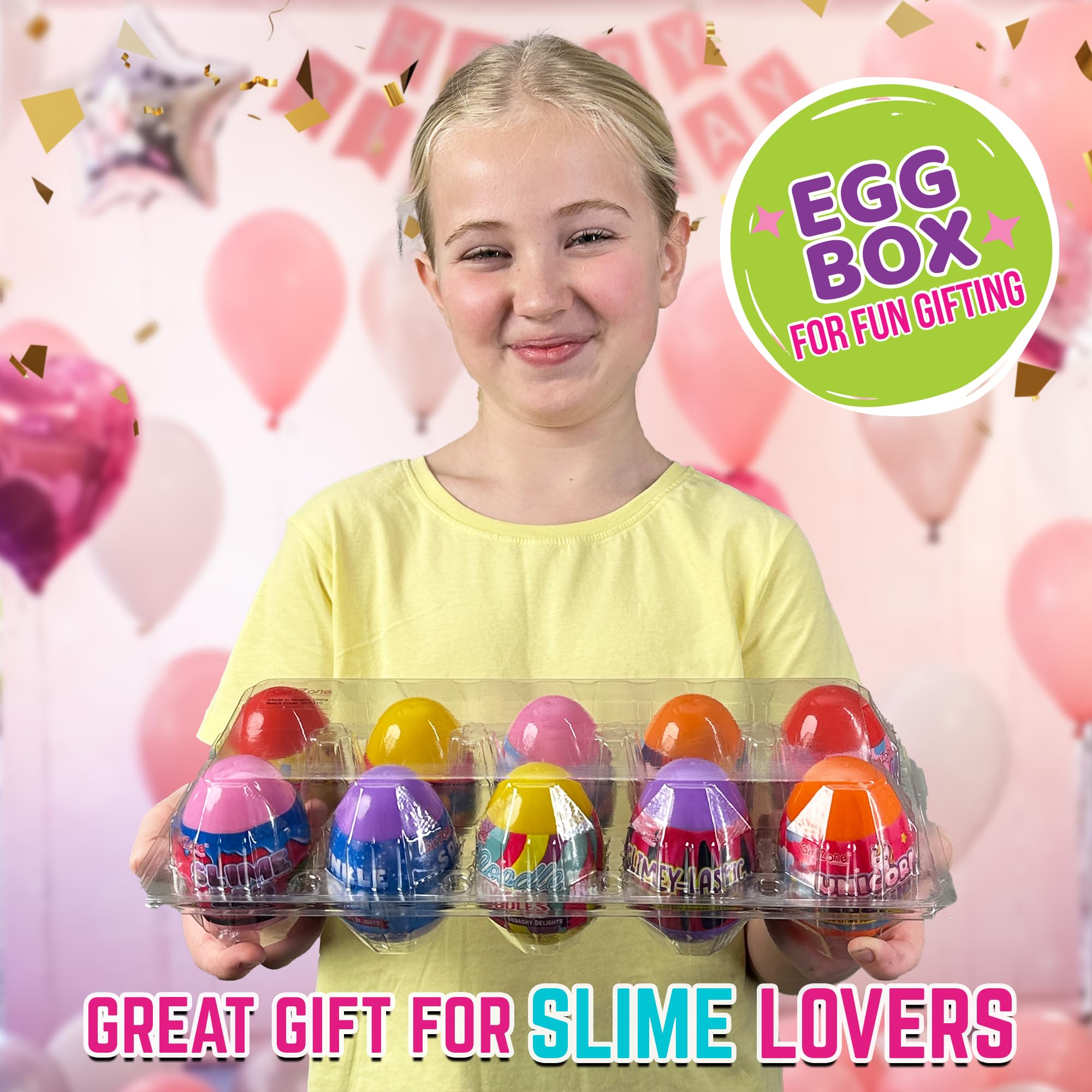 GirlZone Egg-Citing Squashy Delights - 10 Pre-Filled Easter Toy Eggs with DIY Slime, Putty & Clay - Unicorn Squishy Sensory Toys with Charms for Kids - Fun Easter Basket Stuffers & Party Favors - Perfect for Sensory Play, Easter Egg Hunts & Birthday Gifts