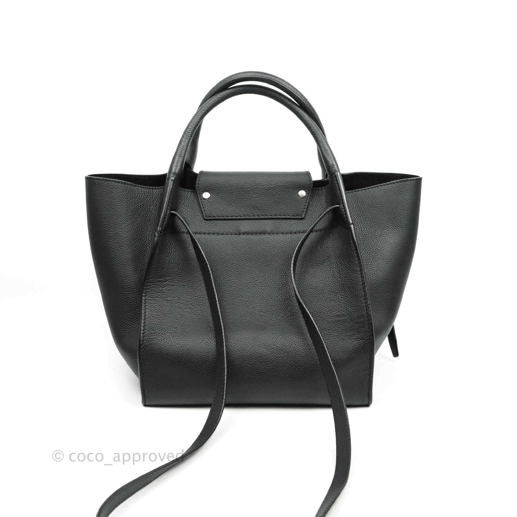 Celine Small Big Bag in Black Supple Grained Leather with Silver Hardware - Perfect for Work, Travel & Everyday Luxury