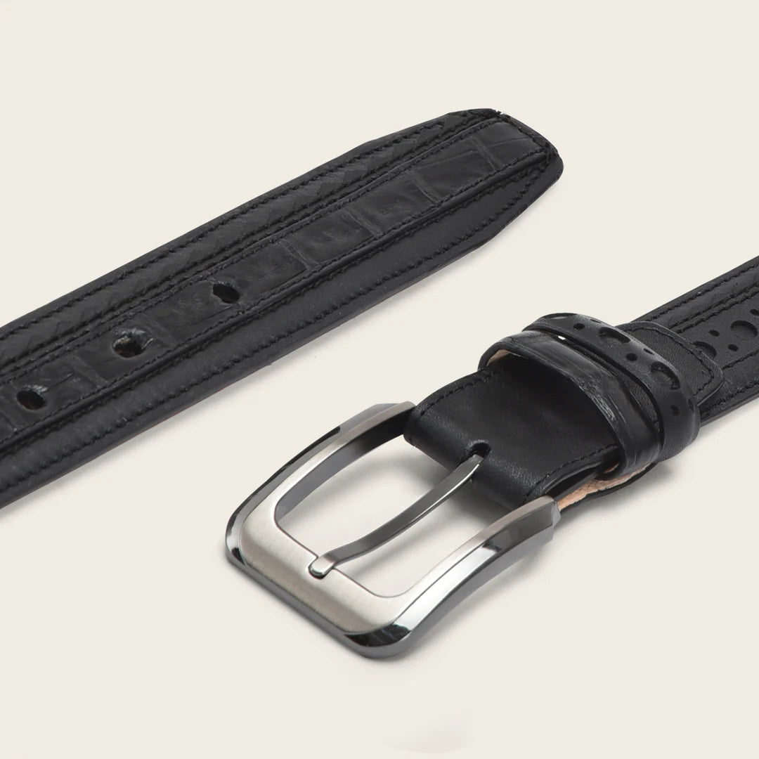 CS557FC Men's Cuadra Black Casual Fashion Caiman Leather Belt - Stylish & Durable Accessory for Office, Parties & Everyday Wear