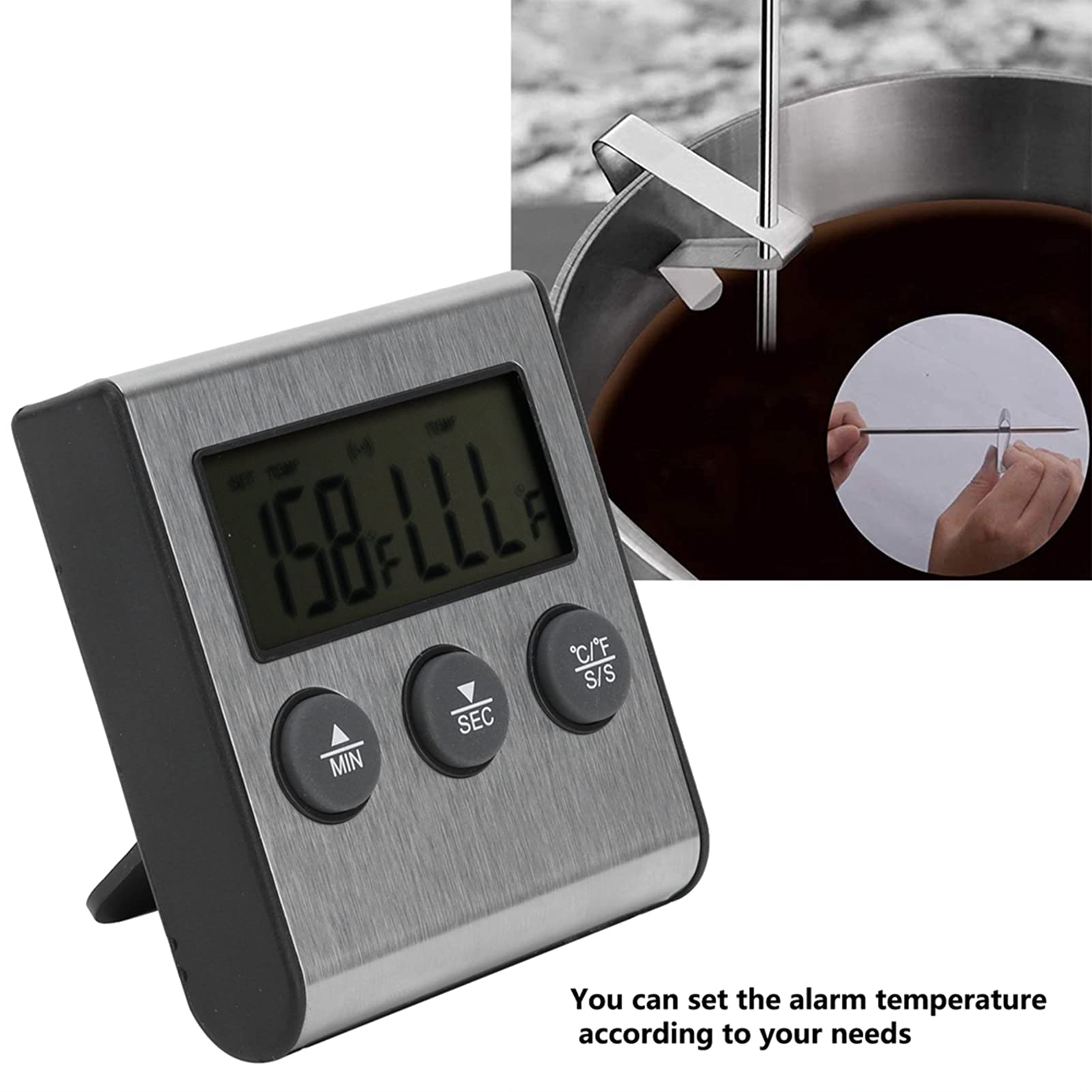 Digital Candy Thermometer with Countdown Timer & Magnetic Probe - Accurate Kitchen Cooking Thermometer for Candy Making, Baking, Deep Frying - Perfect for Home Chefs and Professional Bakers
