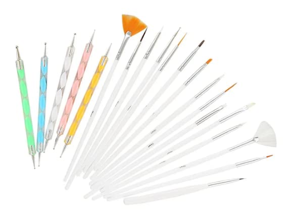 Premium 20-Piece Nail Art Brush Set - Professional Dotting Tools, Acrylic Nail Design Pens & Polish Brushes for Salon-Quality Manicures - Perfect for DIY Nail Art, Gel Polish Application & Creative Nail Designs