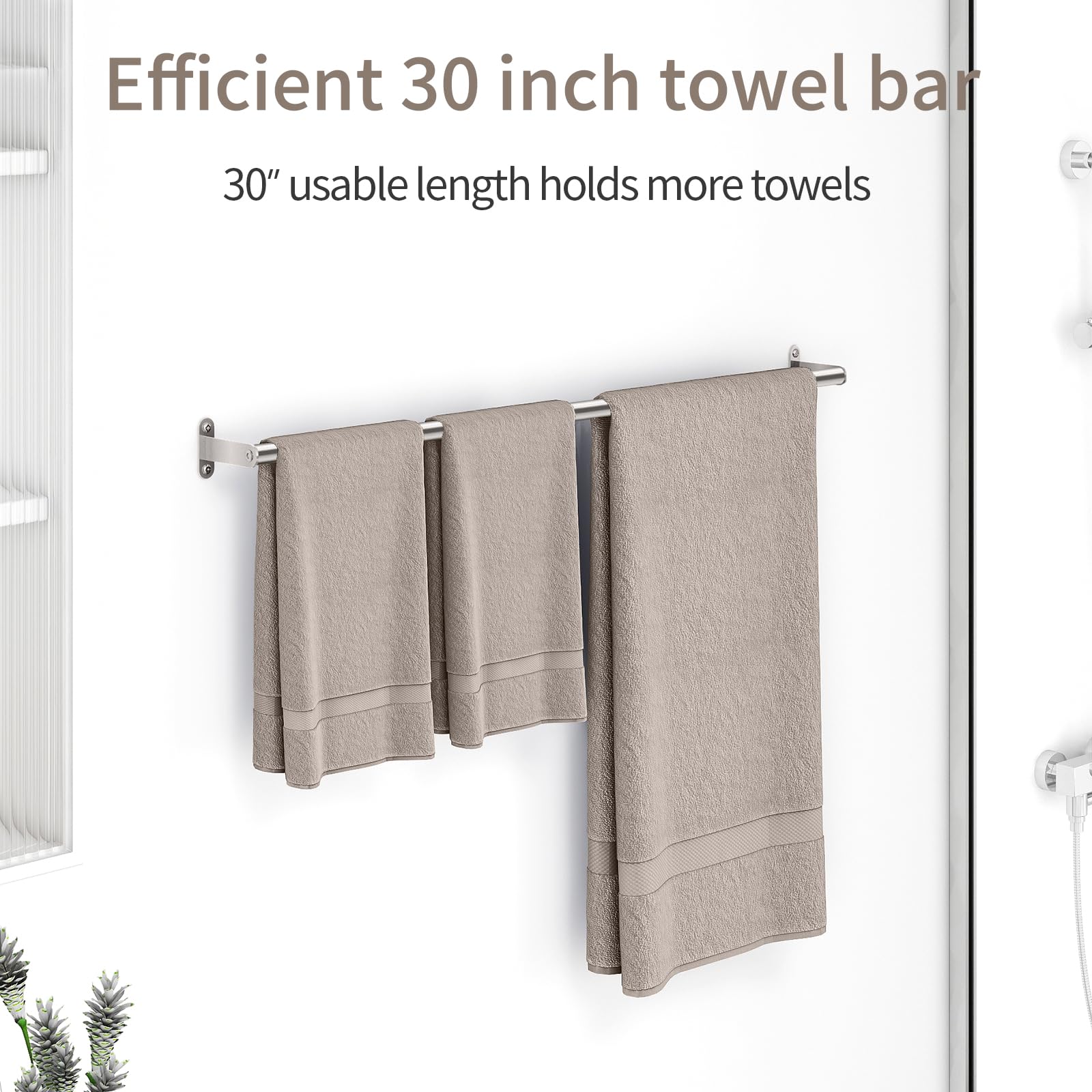 31 Inch Stainless Steel Bath Towel Bar - Brushed Nickel Wall Mounted Towel Rack for Bathroom, Shower & Spa - Heavy Duty 304 Stainless Steel Towel Rod for Home & Hotel Use