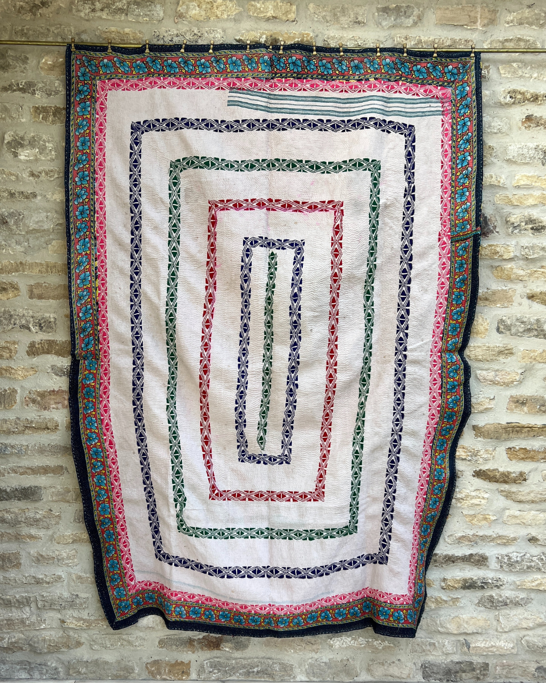 Premium Heavyweight Kantha Quilt No. 769 - Handmade Cotton Patchwork Bedspread for Cozy Home Decor, Winter Warmth & Bohemian Style Bedroom