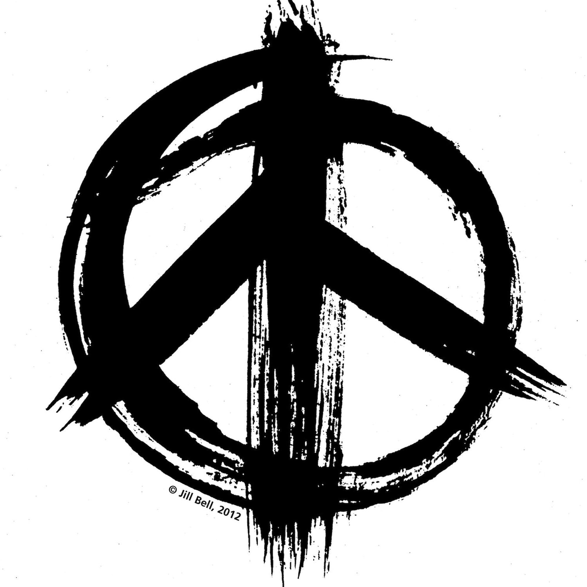 Peace Sign Black Square Sticker 3