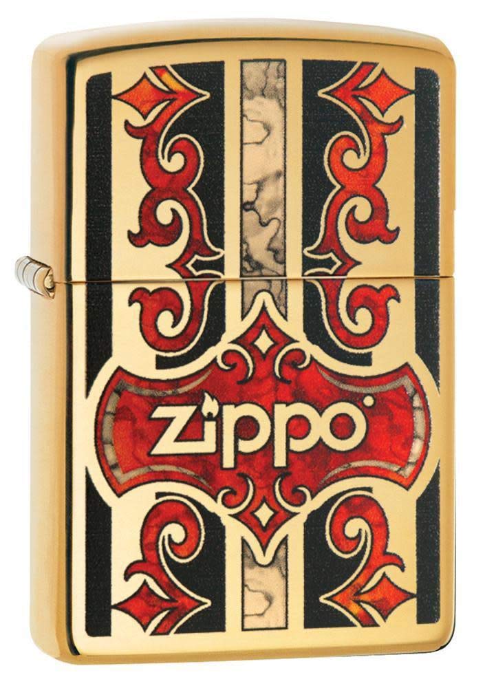 Zippo Fusion Logo High Polish Brass Pocket Lighter - Windproof Refillable Lighter for Camping, Hiking & Outdoor Adventures (One Size)