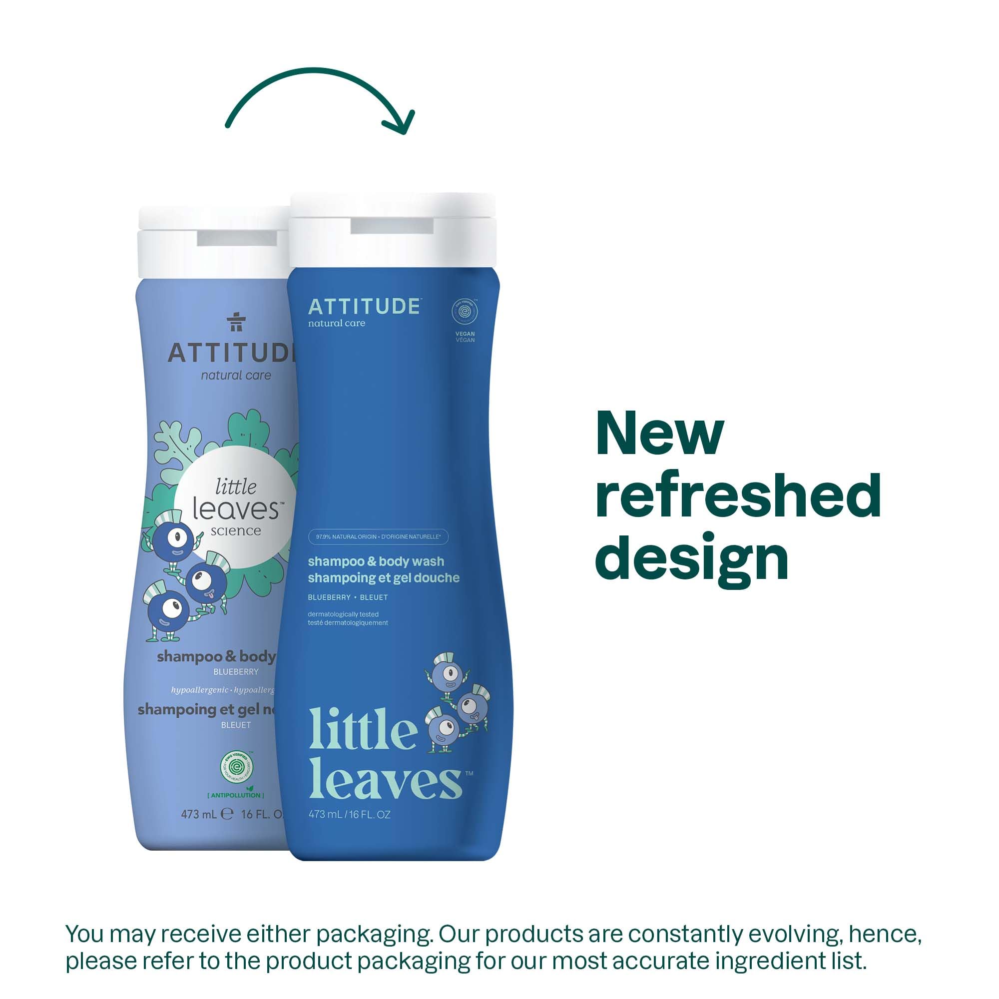 ATTITUDE Kids Shampoo & Body Wash - EWG Verified, Dermatologist Tested | Plant-Based, Vegan Hair & Body Cleanser with Blueberry Scent | 16 Fl Oz | Gentle for Daily Bath Time & Sensitive Skin