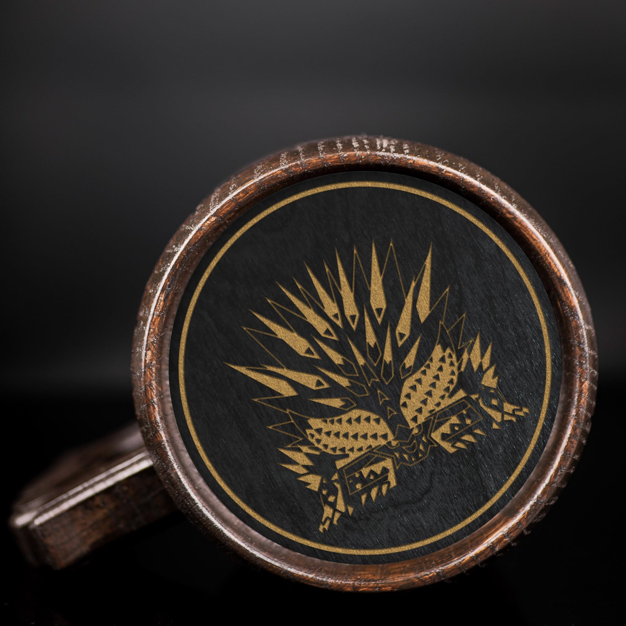 Nergigante Monster Hunter World Themed Custom Beer Mug - Personalized Wooden Stein Tankard for Gamers & Beer Enthusiasts - Unique Gifts for Men, Dad, Father's Day, Anniversary & Weddings - Perfect for Gaming Parties, Home Bars & Collectors