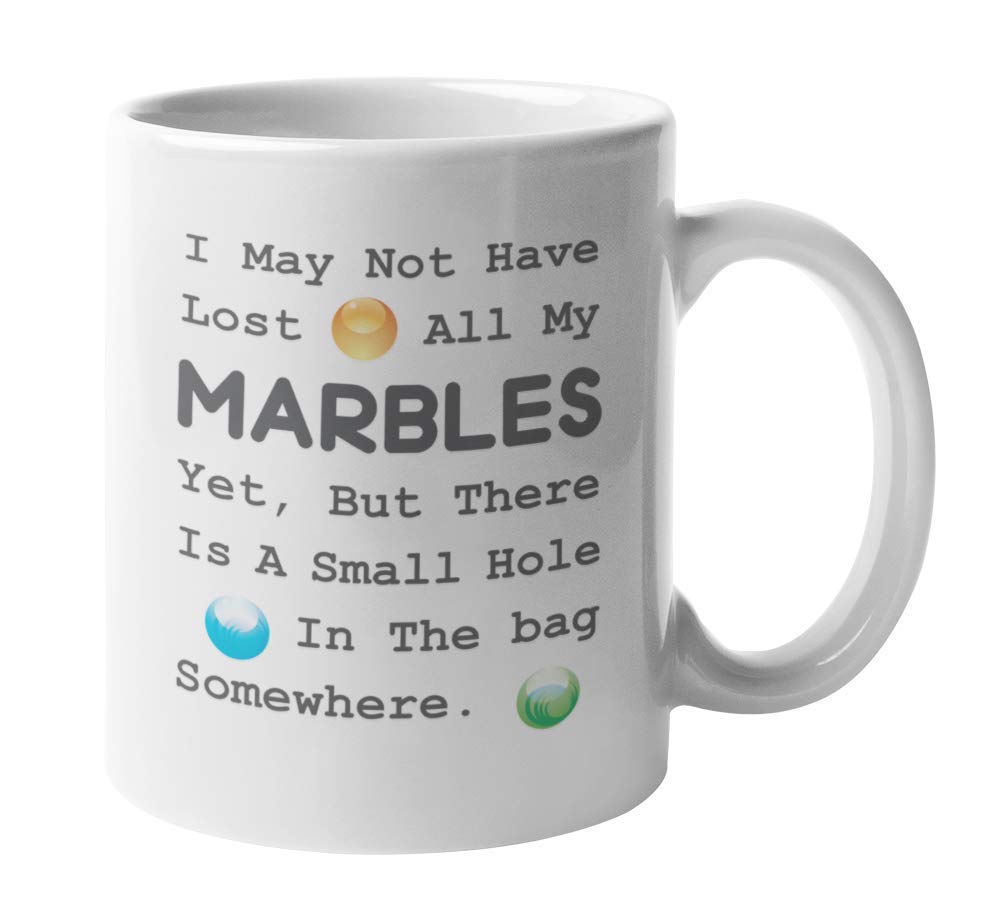 Lost My Marbles Funny Insane Coffee Mug - 11oz Ceramic Tea Cup with Unique Crazy Design - Perfect for Office Humor, Gag Gifts & Stress Relief