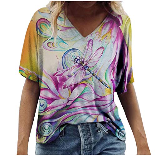 Women's V-Neck & Round Neck Graphic Tees - Cute Printed Summer Casual T-Shirts for Women | Perfect for Everyday Wear, Outings & Vacation Outfits