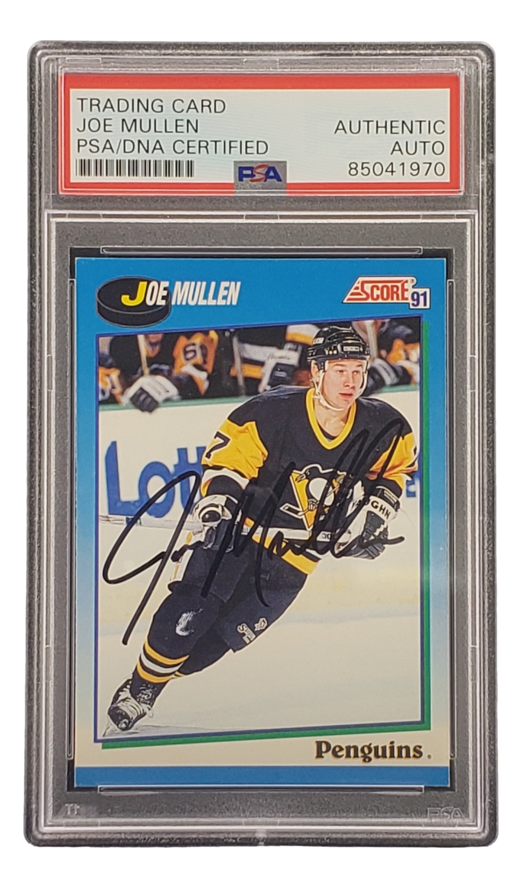 Joe Mullen Autographed 1991 Score #488 Pittsburgh Penguins NHL Hockey Card - PSA/DNA Certified - Perfect for Hockey Memorabilia Collections & Sports Fan Gifts