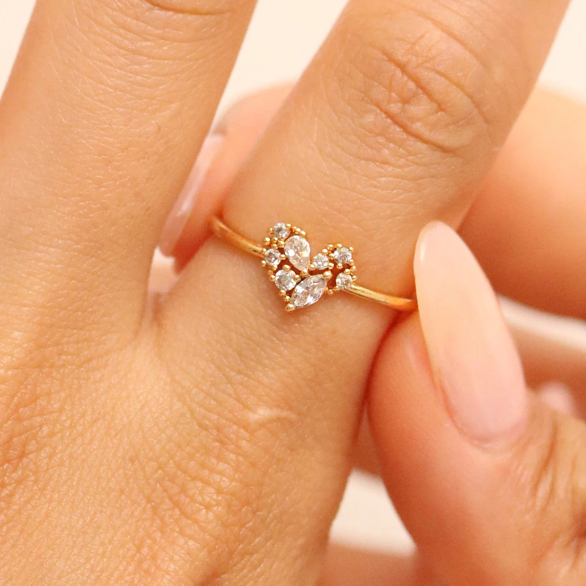 14K Gold Heart Ring Set for Women - Romantic Valentine's Day Gift, Anniversary Jewelry, Everyday Elegant Accessory