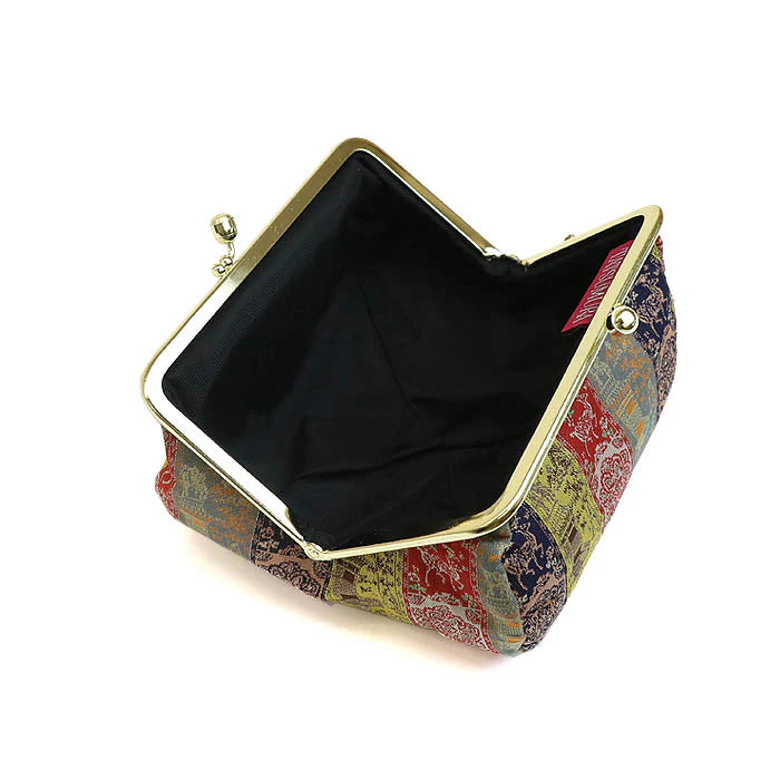 Authentic Kyoto Nishijin Small Pouch - Wildlife & Floral Design | Japanese Gamaguchi Cosmetic & Makeup Bag | Travel Toiletry Organizer, Stationery Pouch & Bag-in-Bag | Perfect for Daily Essentials, Gift Giving & Japanese Culture Lovers