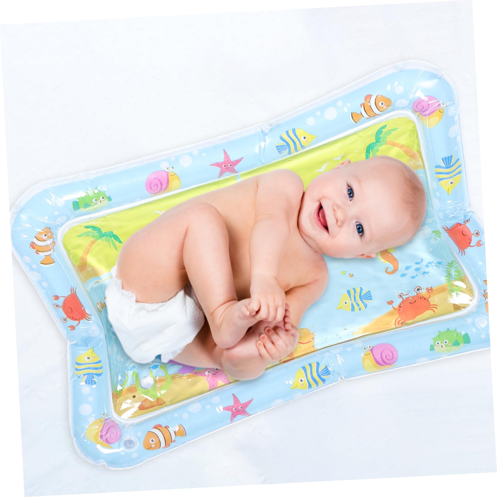 FAVOMOTO 5-Piece Inflatable Baby Tummy Time Mat Set - Water Play Mat, PVC Sensory Toys for Infants, Toddler Development & Bath Time Fun