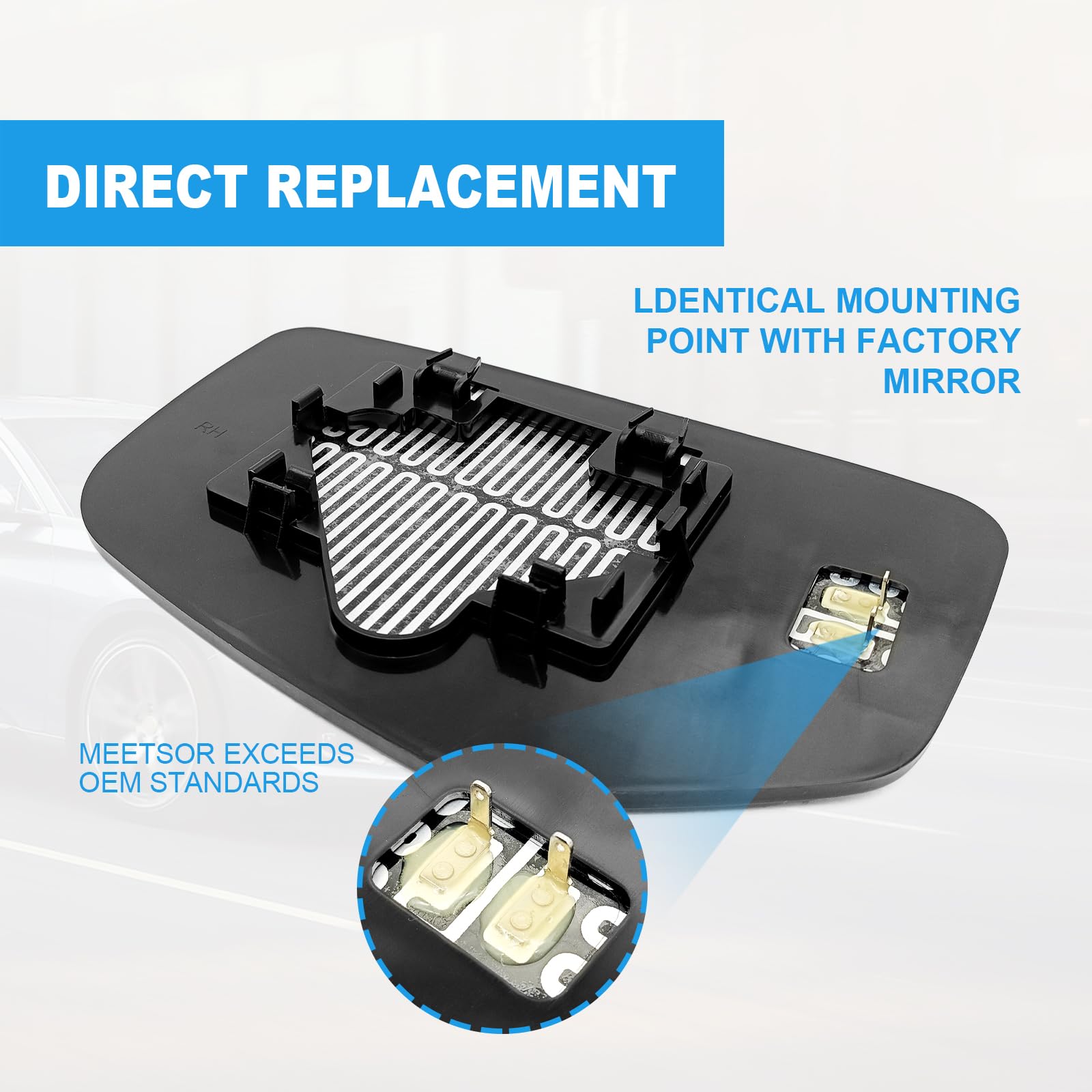 2008-2012 Honda Accord Passenger Side Heated Power Mirror Replacement - Right Side Rear View Mirror Glass Plate for Enhanced Visibility in Rain & Winter Driving