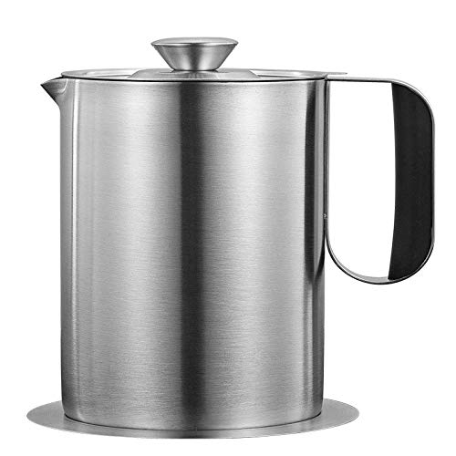 50 Oz Stainless Steel Grease Container with Mesh Strainer - Leakproof Oil Dispenser & Storage Pot for Kitchen - Perfect for Frying, Deep Frying & Cooking Oil Filtration