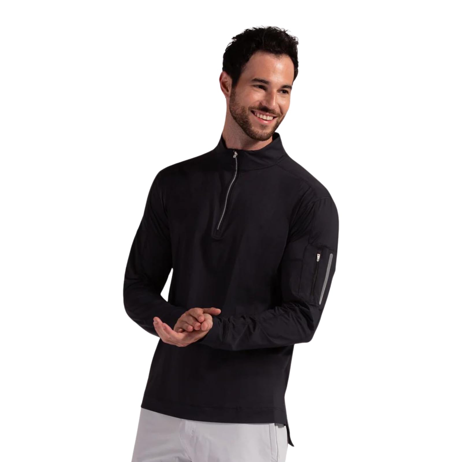 UPF 50+ Men's Sun Protection Mock Zip Active Shirt - Lightweight Quick-Dry Performance Top for Running, Hiking & Outdoor Activities