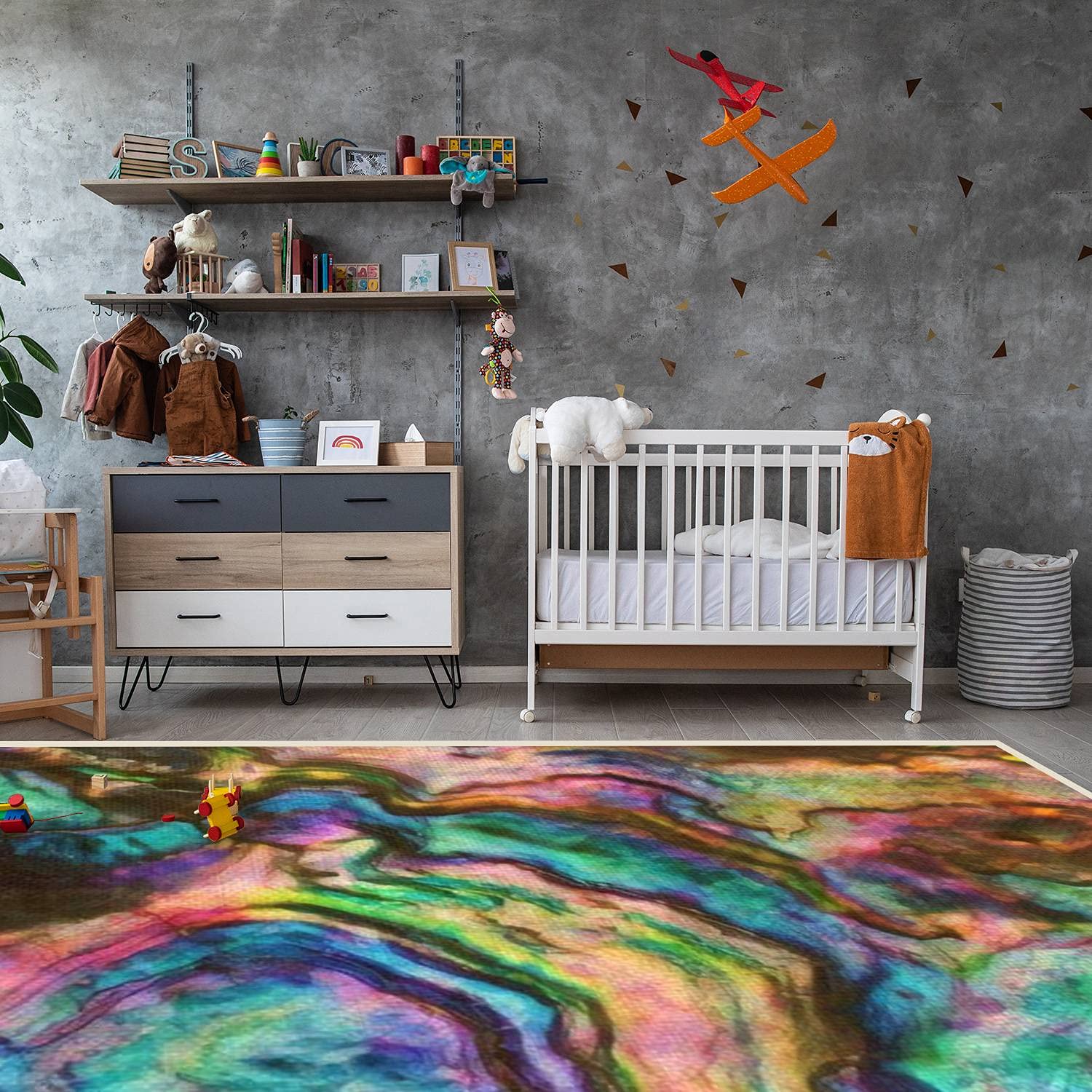 Non-Slip Modern Area Rugs for Living Room & Bedroom - Pearl Shell Abstract Design, Stain Resistant Indoor/Outdoor Carpet Mat - Perfect for Home Decor, Floor Protection and Cozy Spaces
