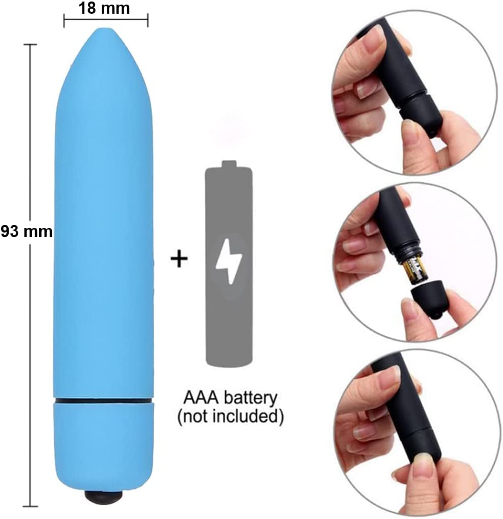 10-Speed Powerful Bullet Vibrator - Mini Waterproof Pocket Clitoral Stimulator for Women | Super Strong Rechargeable Adult Sex Toy with Discreet Packaging (Blue) | Perfect for Solo Play, Couples Fun & Travel