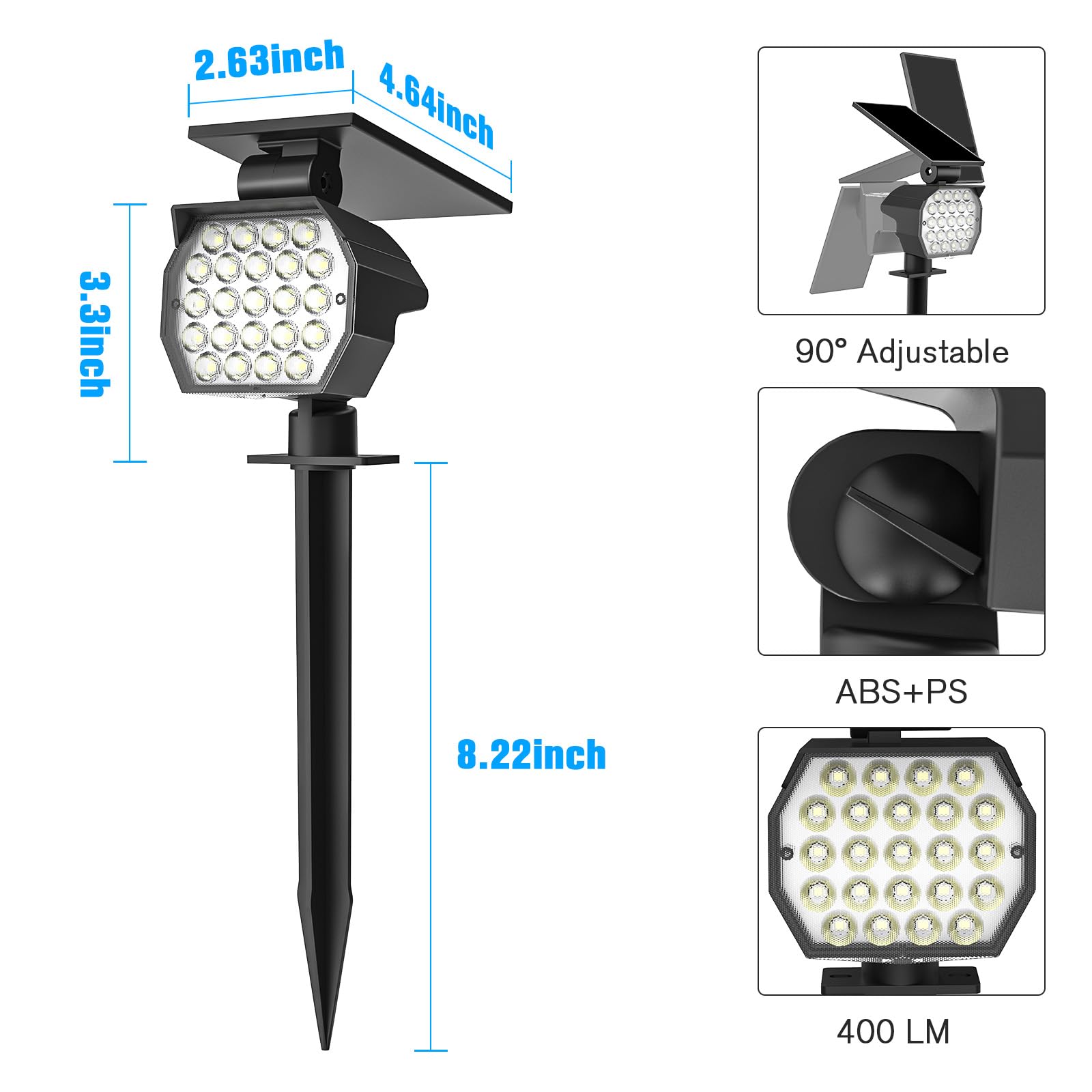 NIORSUN 6-Pack Solar Spot Lights Outdoor - 23 LED Landscape Lighting with Auto On/Off, 3 Lighting Modes & IP67 Waterproof - Cool White Solar Garden Lights for Yard, Pathway, Patio & Backyard Decor
