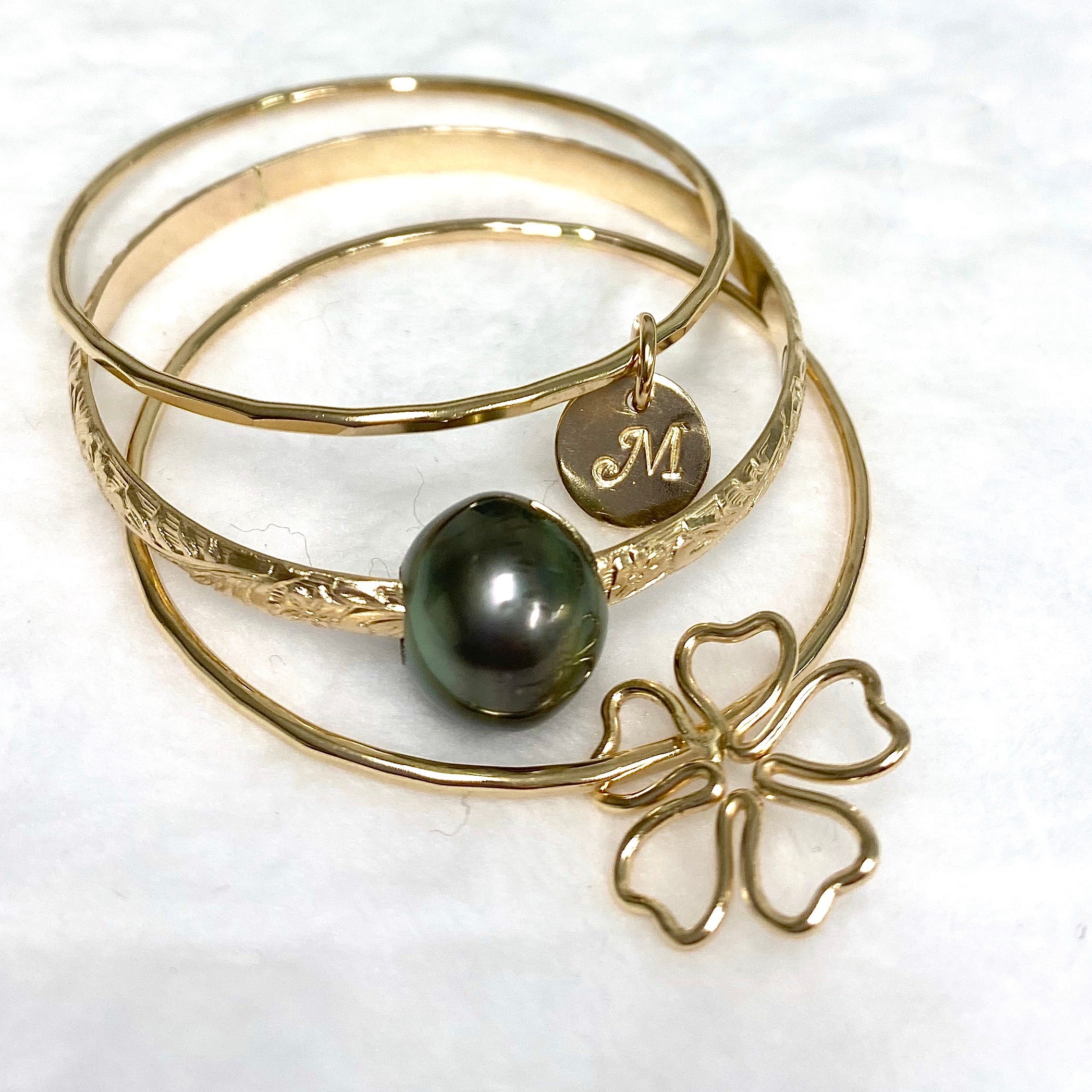 Exquisite Tahitian Pearl Princess Bangles Set (B490) - Elegant Jewelry for Women, Perfect for Weddings, Parties & Special Occasions