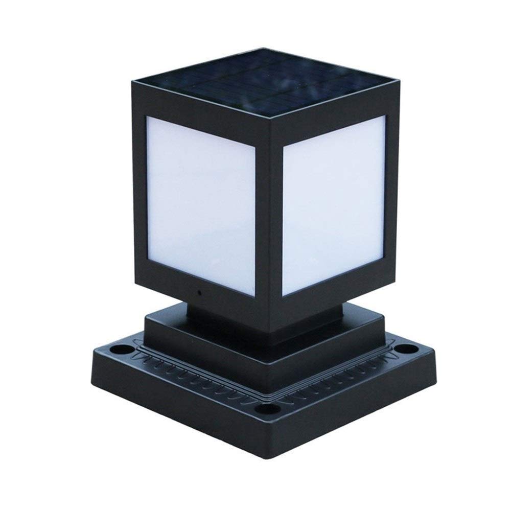Japanese-Style Solar LED Outdoor Waterproof Post Lamp - Retro Industrial Garden Pillar Light with Glass Shade for Gate, Villa, Courtyard, Park, Deck, Patio, Pier & Pathway Lighting | Energy-Efficient Solar Powered Landscape Lighting for Home & Garden Decor