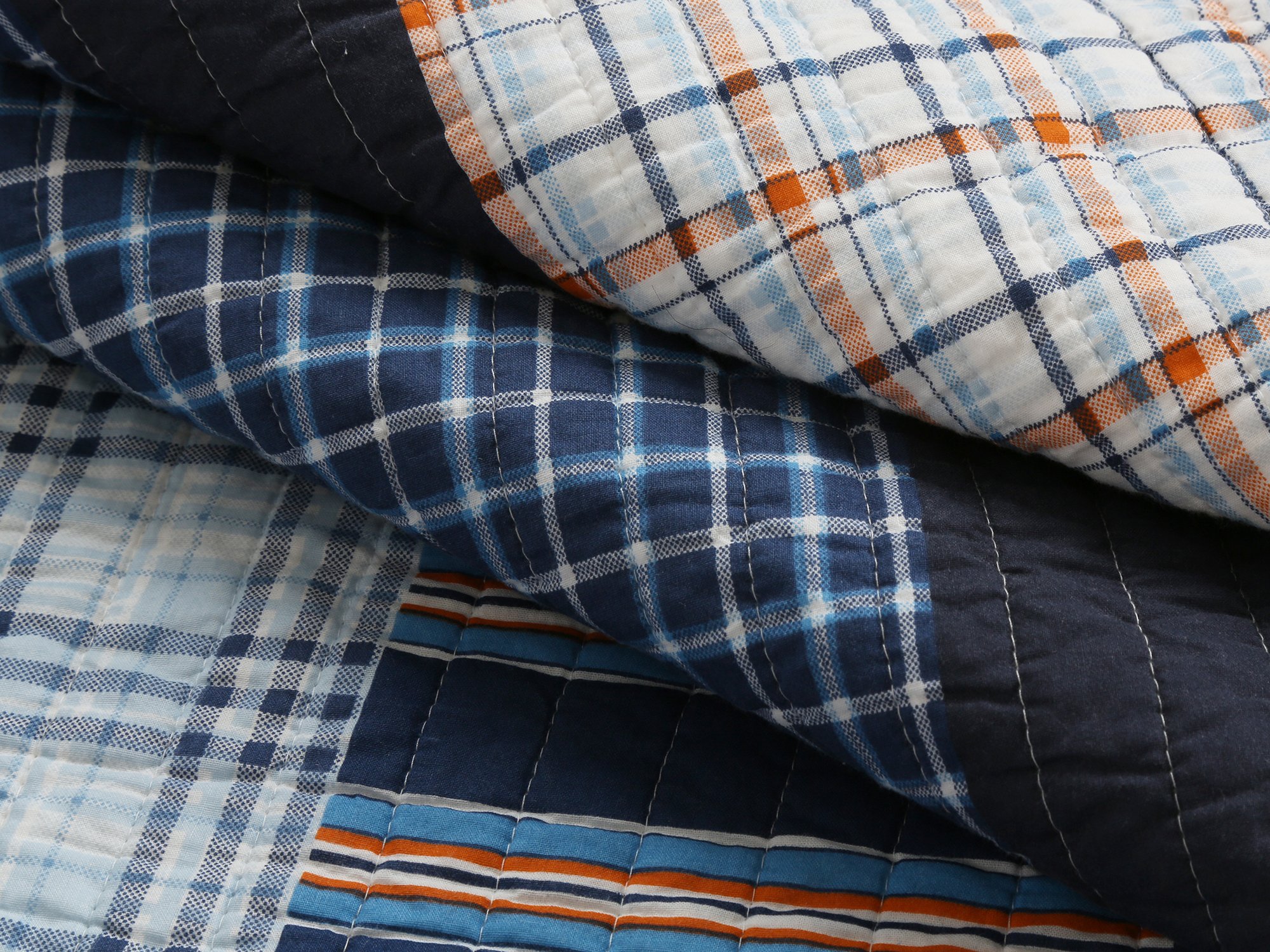 Navy Plaid Reversible 2-Piece Quilt Set - 100% Cotton Twin Size Bedding for Cozy Bedroom Decor | Perfect for Guest Rooms, Dorms & Seasonal Updates