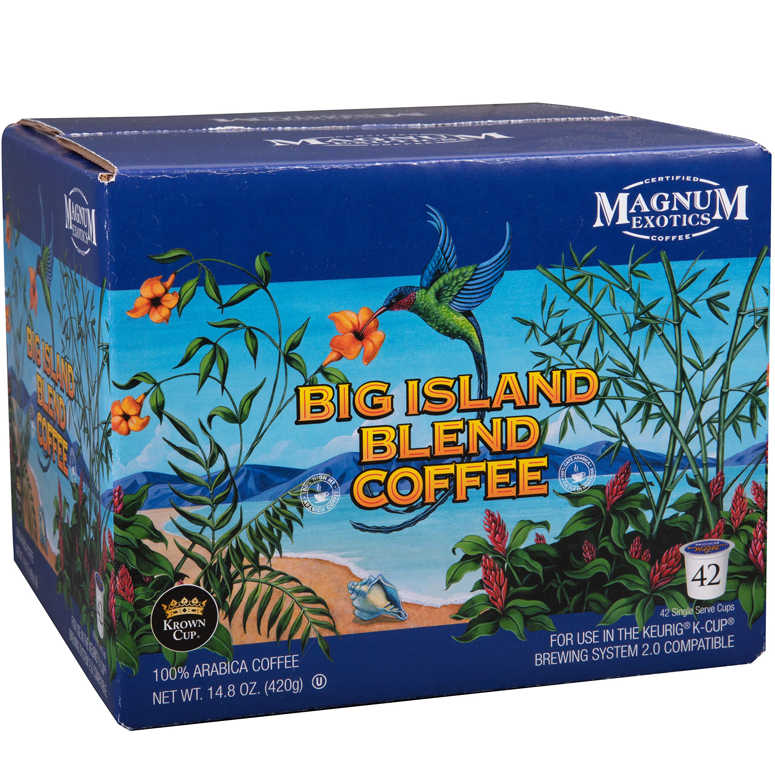 Magnum Exotics Big Island Blend Ground Coffee K-Cups (42 Count) - Premium Arabica Coffee Pods for Keurig Brewers - Rich Flavor & Aroma for Morning Energy & Office Breaks