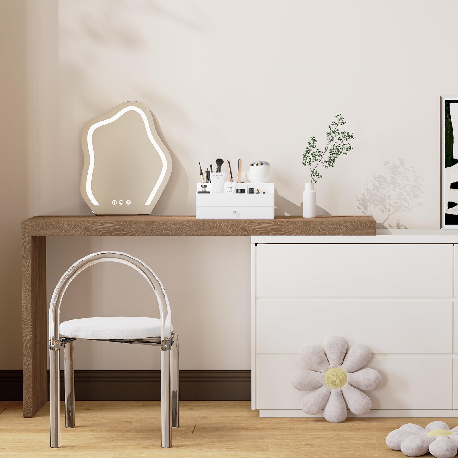 **Acrylic Hair Tool Organizer Stand for Blow Dryer, Straightener & Curling Iron – Bathroom Vanity Countertop Storage for Hair Styling Tools & Makeup Accessories (White) – Perfect for Salon, Home & Travel Use**