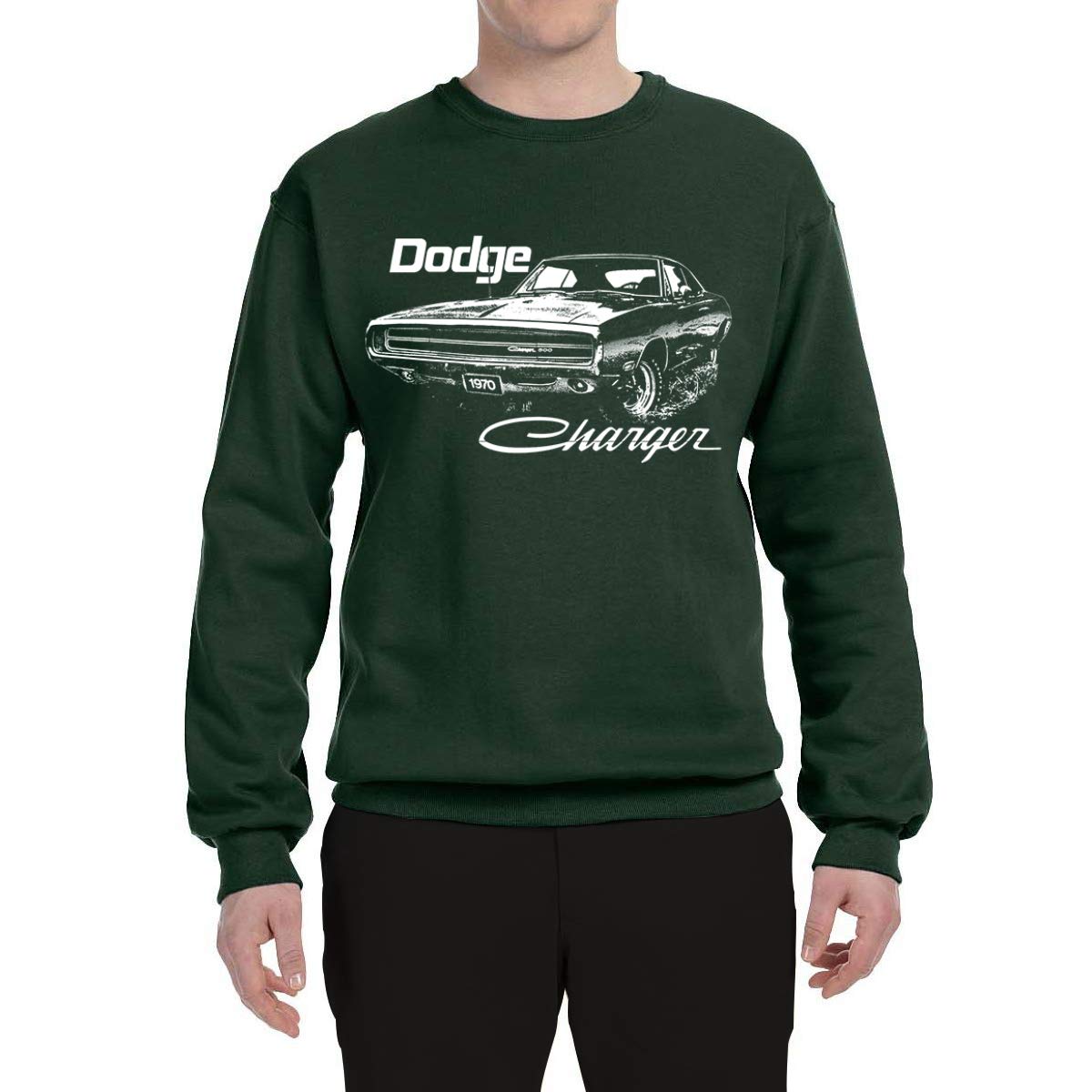 Vintage 1970 Dodge Charger Racing Graphic Sweatshirt for Men - Retro White Muscle Car Crewneck Pullover | Casual Wear, Car Enthusiast Gift, Streetwear Fashion