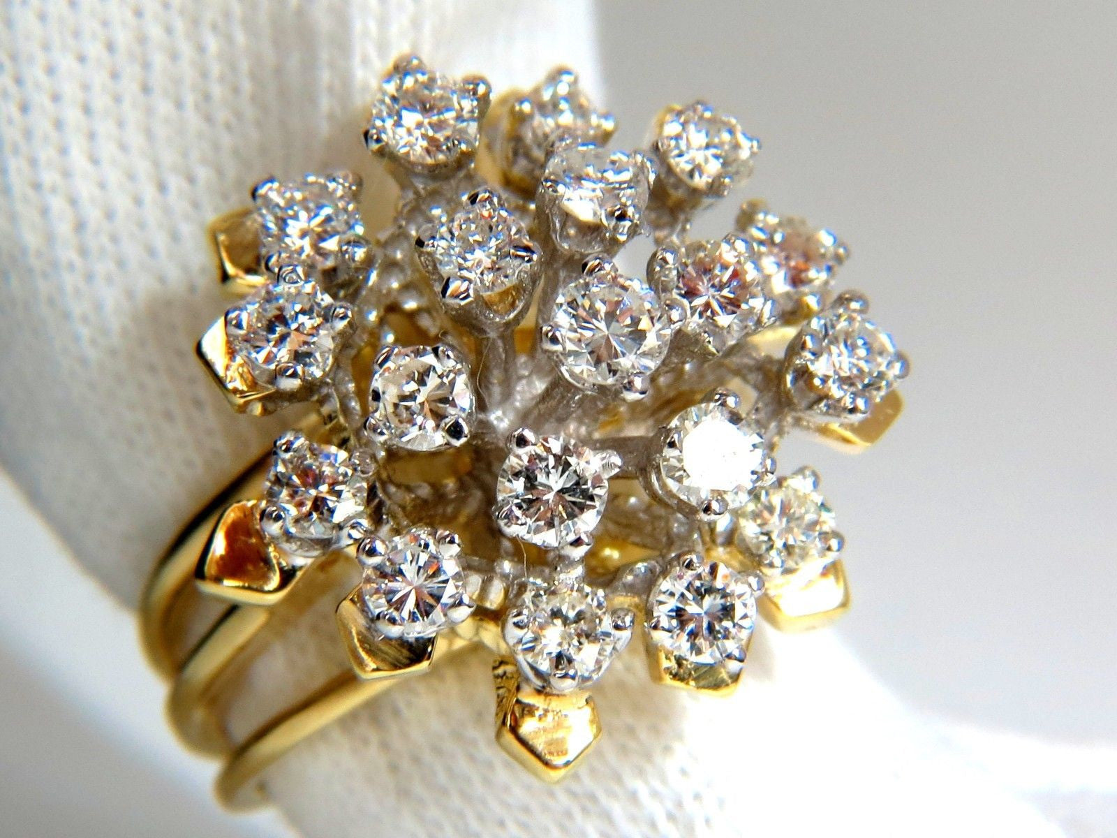 1.90CT Natural Diamonds Floating Raised Cocktail Ring in 14KT Gold - Elegant 3D Design for Parties, Weddings & Special Occasions